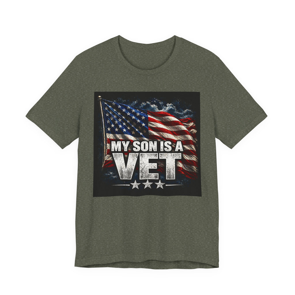 My Son Is A Vet T‑Shirt — Patriotic American Flag Tee for Proud Parents