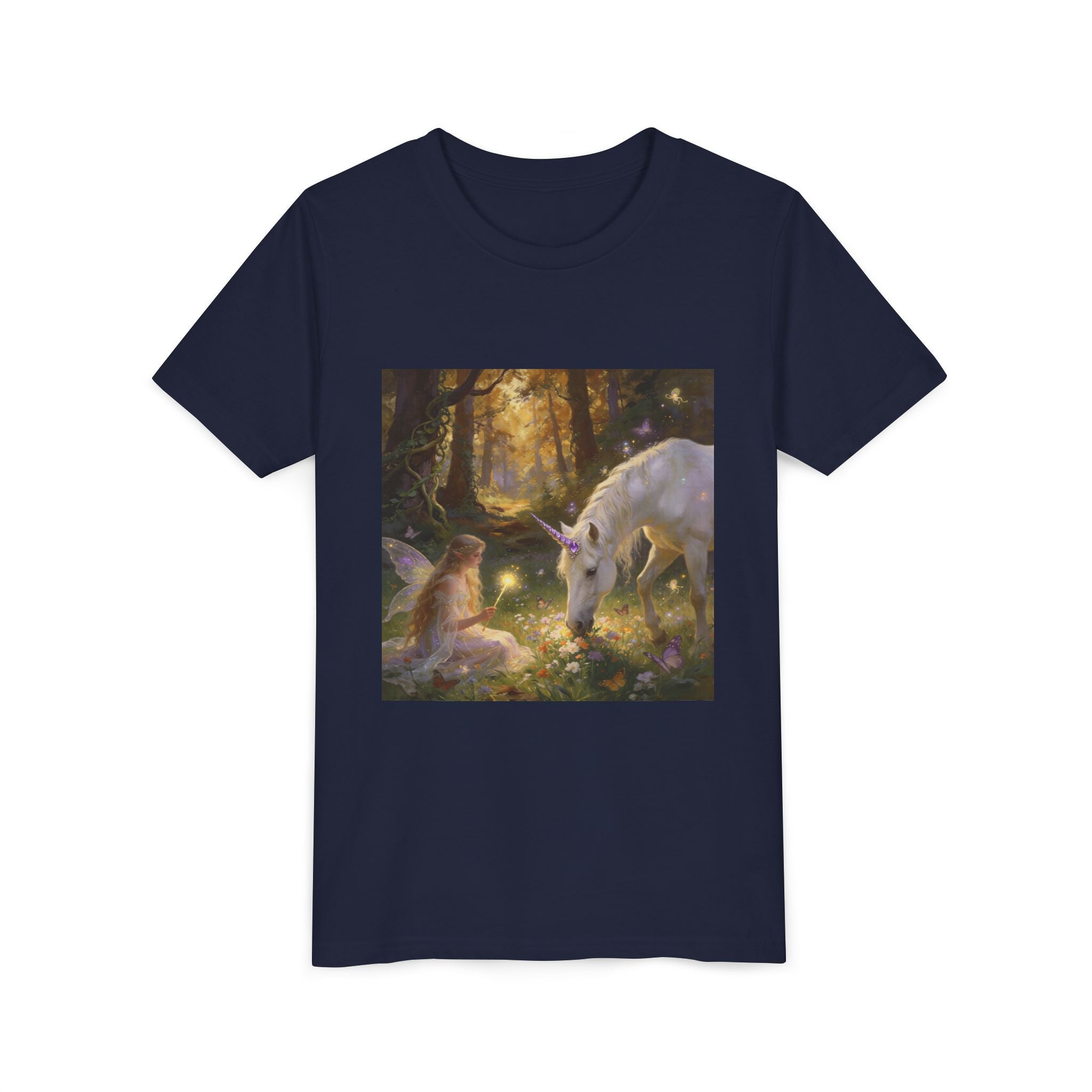 Youth Tee — Enchanted Forest Unicorn & Fairy Graphic