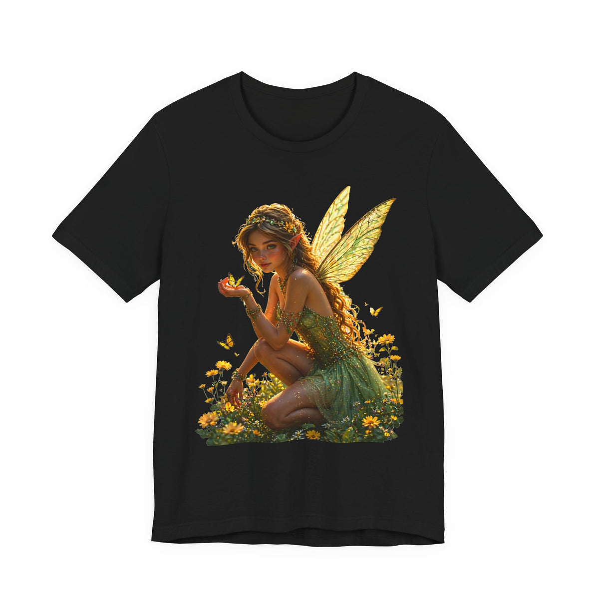 Fairy Garden T‑Shirt — Whimsical Sunlit Fairy Illustration Tee