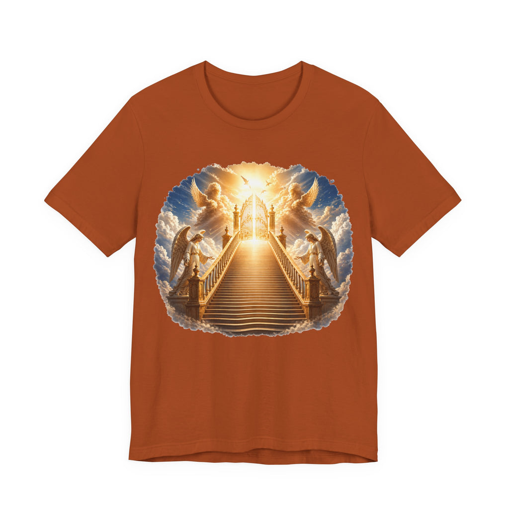 Heavenly Golden Stairway T‑Shirt — Angelic Gates Spiritual Tee