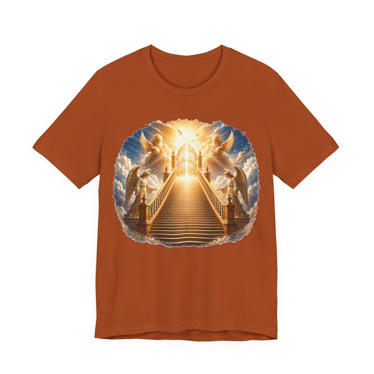 Heavenly Golden Stairway T‑Shirt — Angelic Gates Spiritual Tee