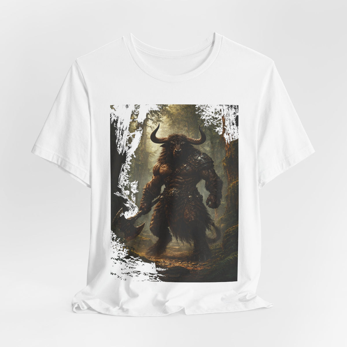 Minotaur Forest Warrior T-Shirt — Mythic Fantasy Creature Graphic Tee