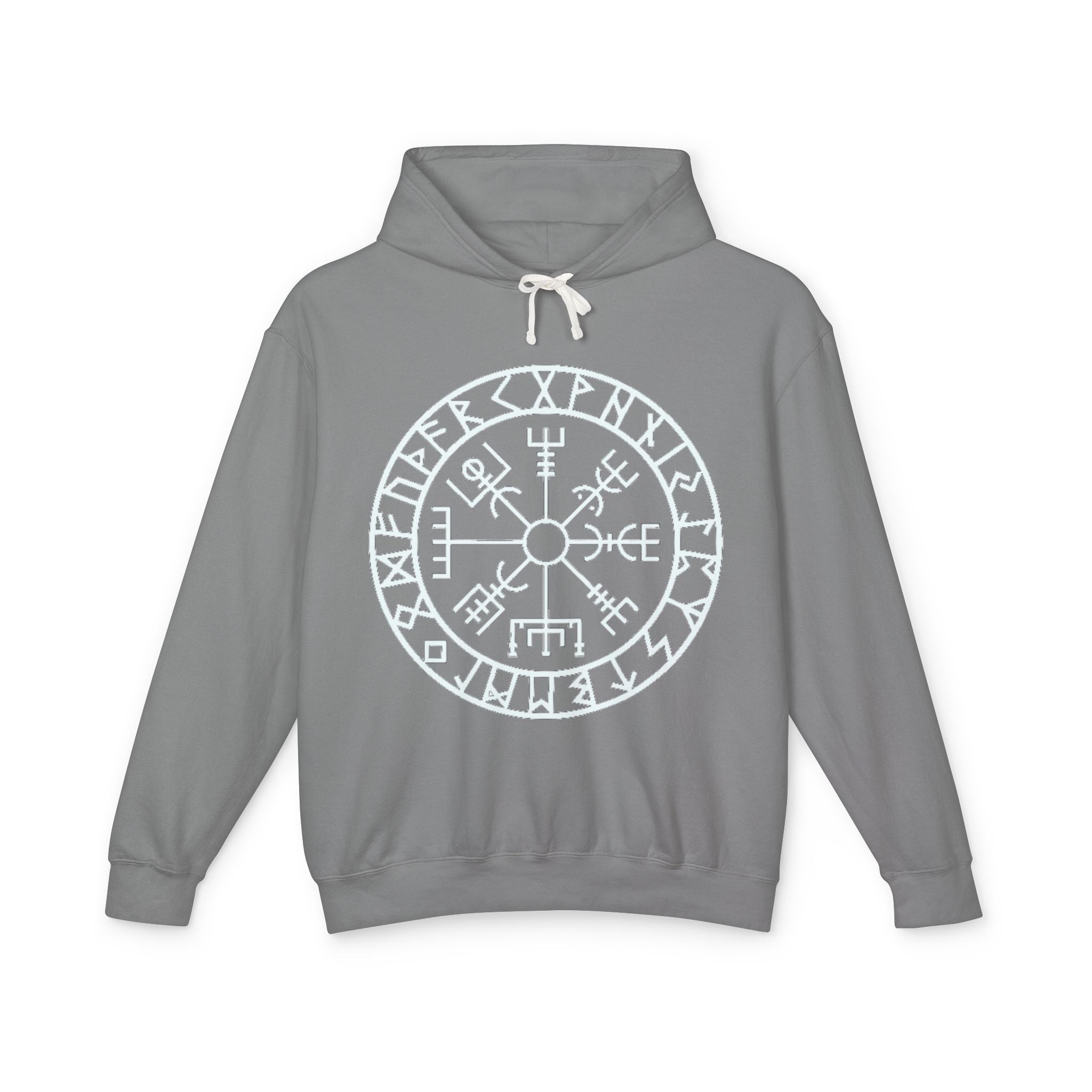 Vegan Compass Rune Hoodie — Norse Vegvisir Symbol Lavender Pullover