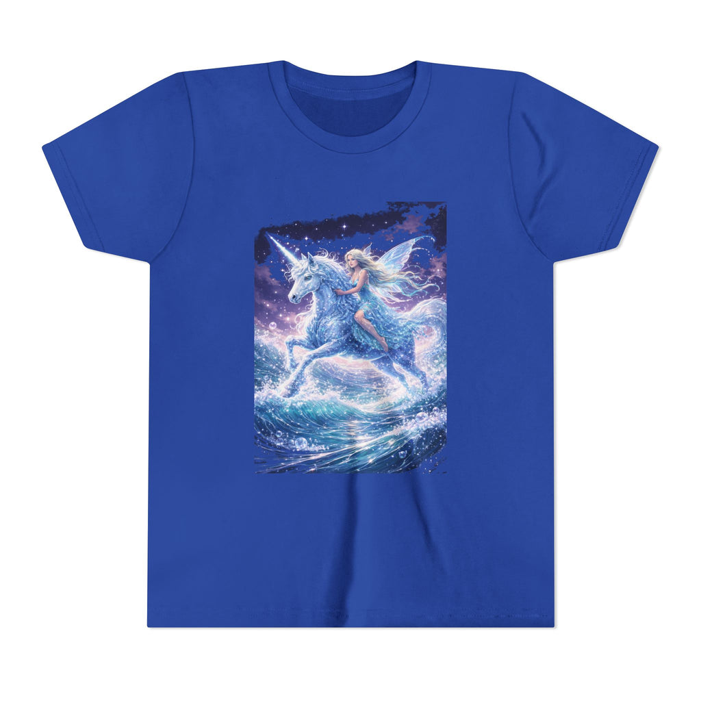 Youth Unicorn Tee — Magical Riding Mermaid on Ocean Wave