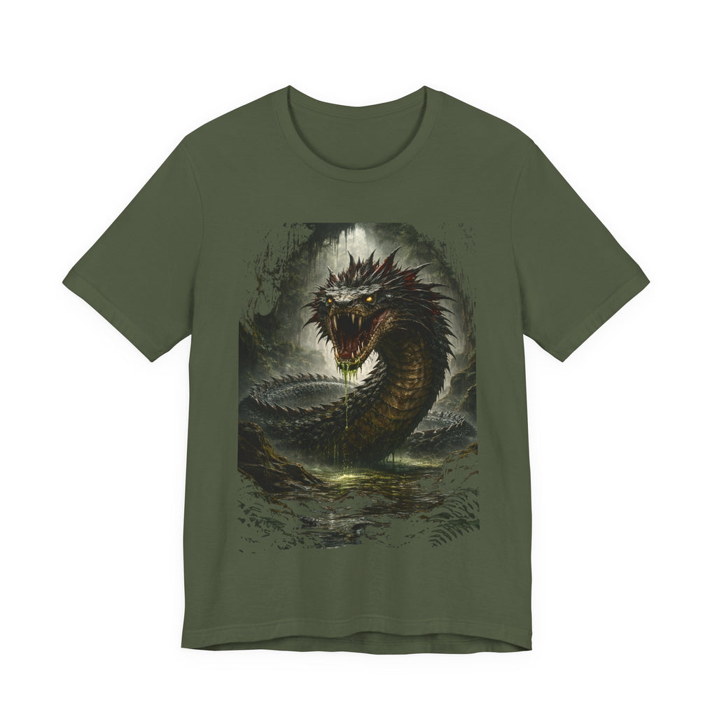 Basilisk Sea Serpent Graphic Tee — Dark Mythical Dragon Shirt