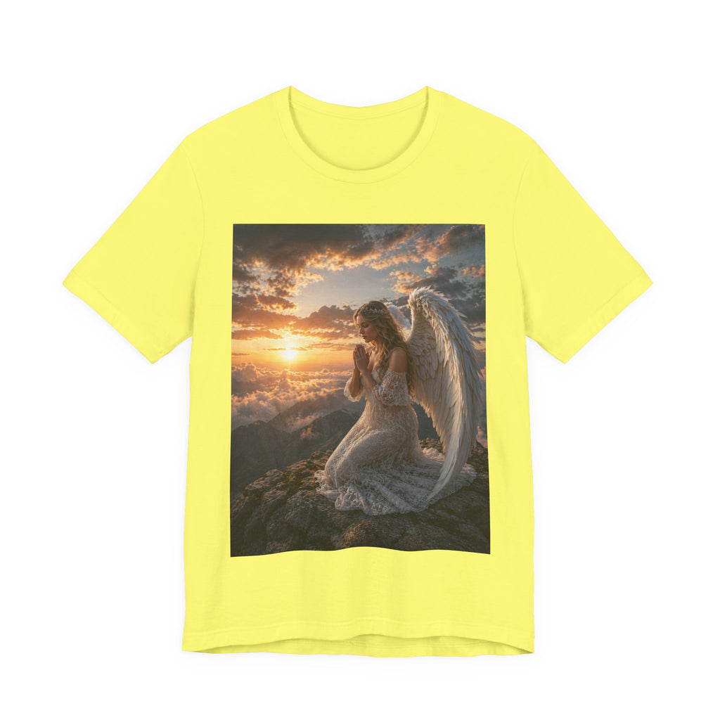 Angel Prayer T‑Shirt — Serene Winged Angel Sunset Tee