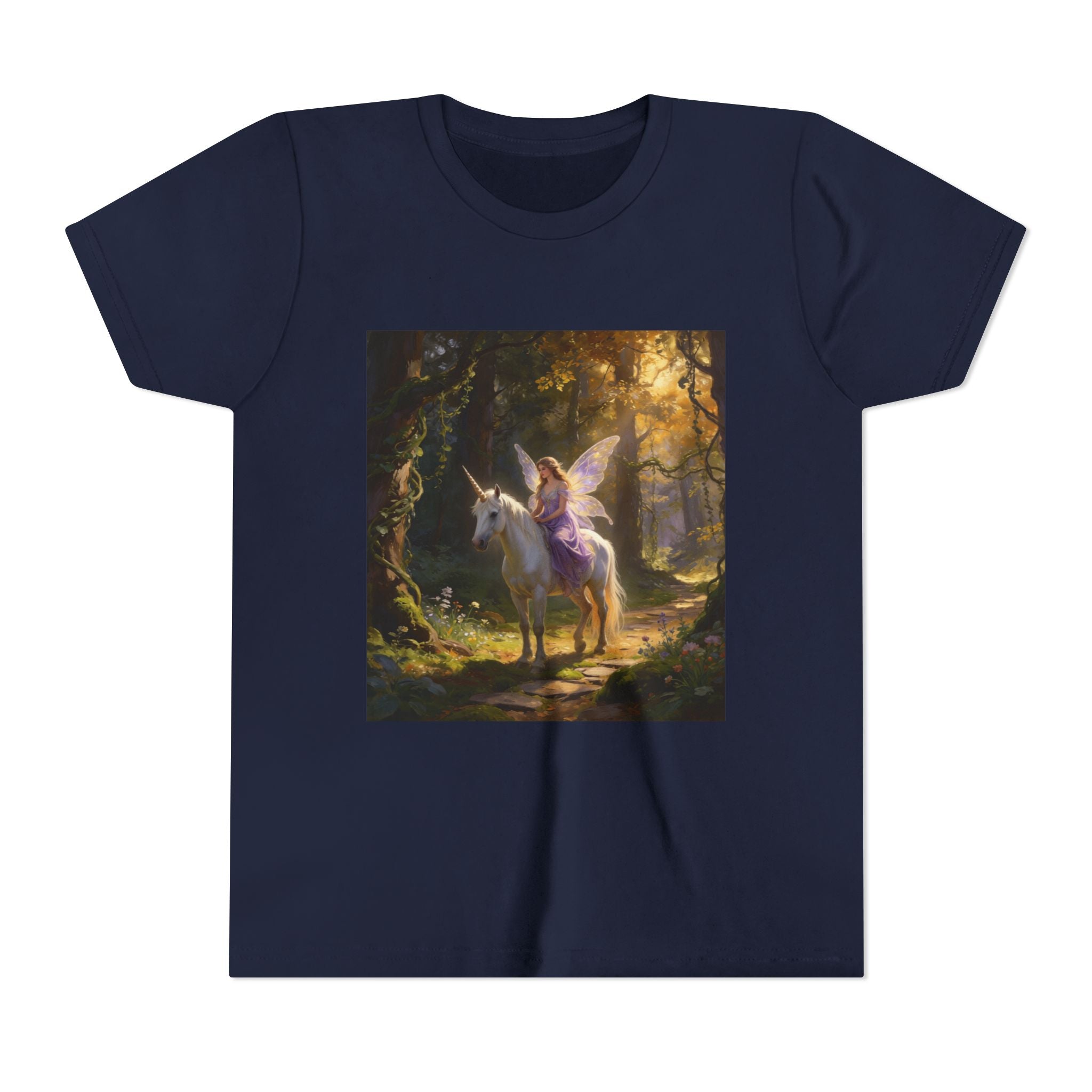 Youth Tee — Enchanted Unicorn & Fairy Forest Graphic