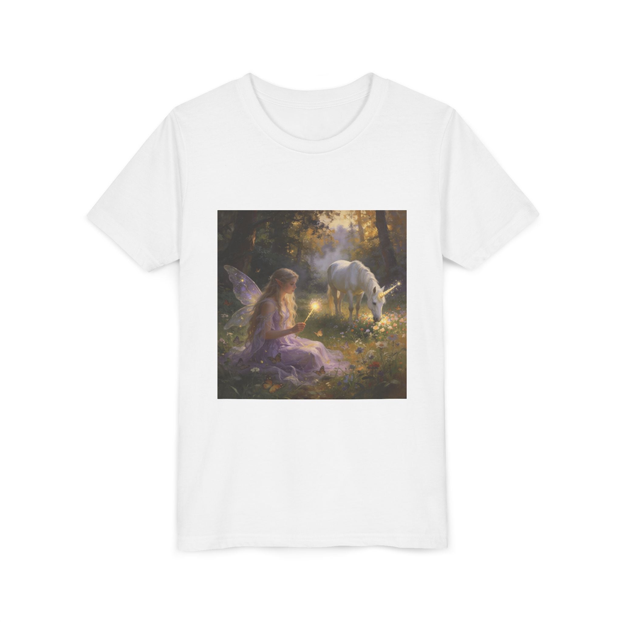Youth Tee — Fairy and Unicorn Enchanted Forest Design