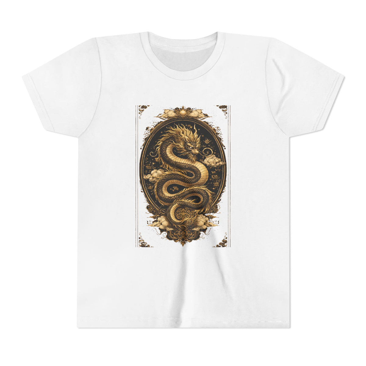 Tee-Gold Dragon Vintage Art Graphic Shirt