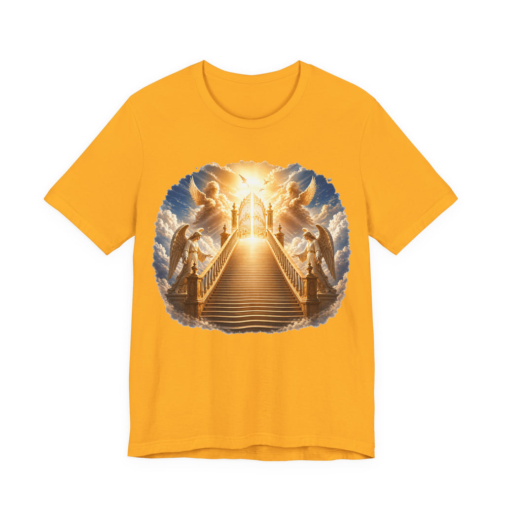 Heavenly Golden Stairway T‑Shirt — Angelic Gates Spiritual Tee