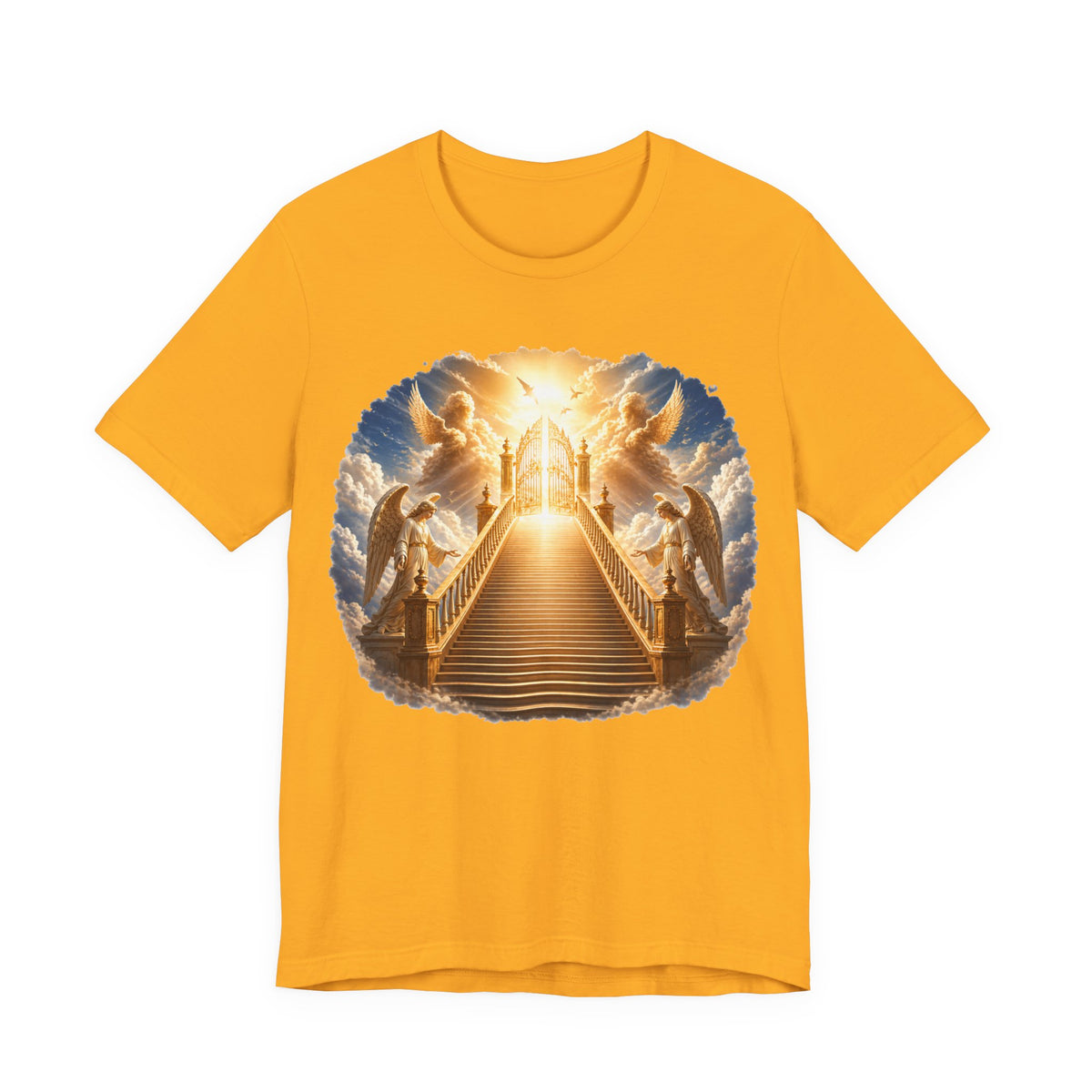 Heavenly Golden Stairway T‑Shirt — Angelic Gates Spiritual Tee