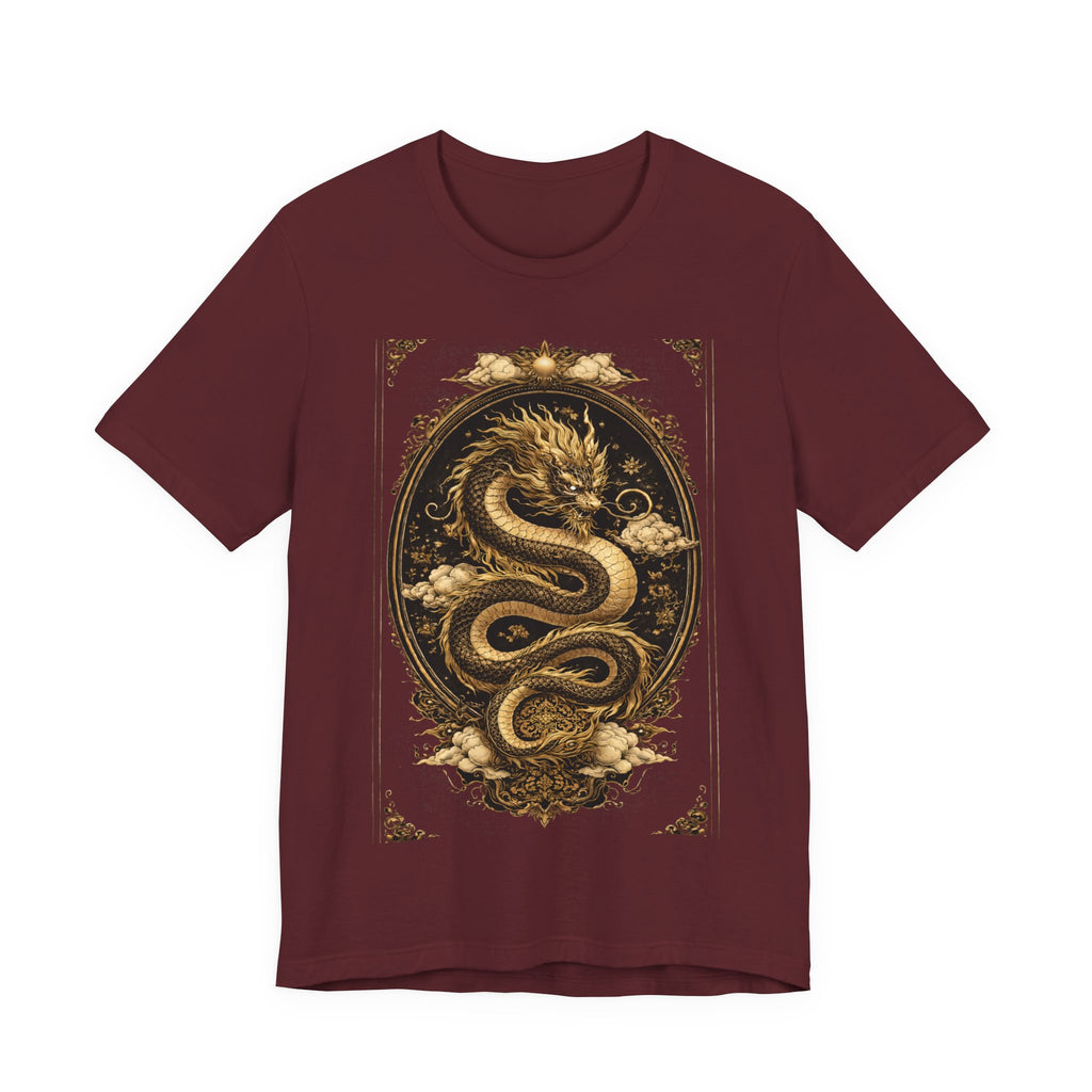 Dragon Oval Graphic Tee — Vintage Gold Snake Illustration T-Shirt