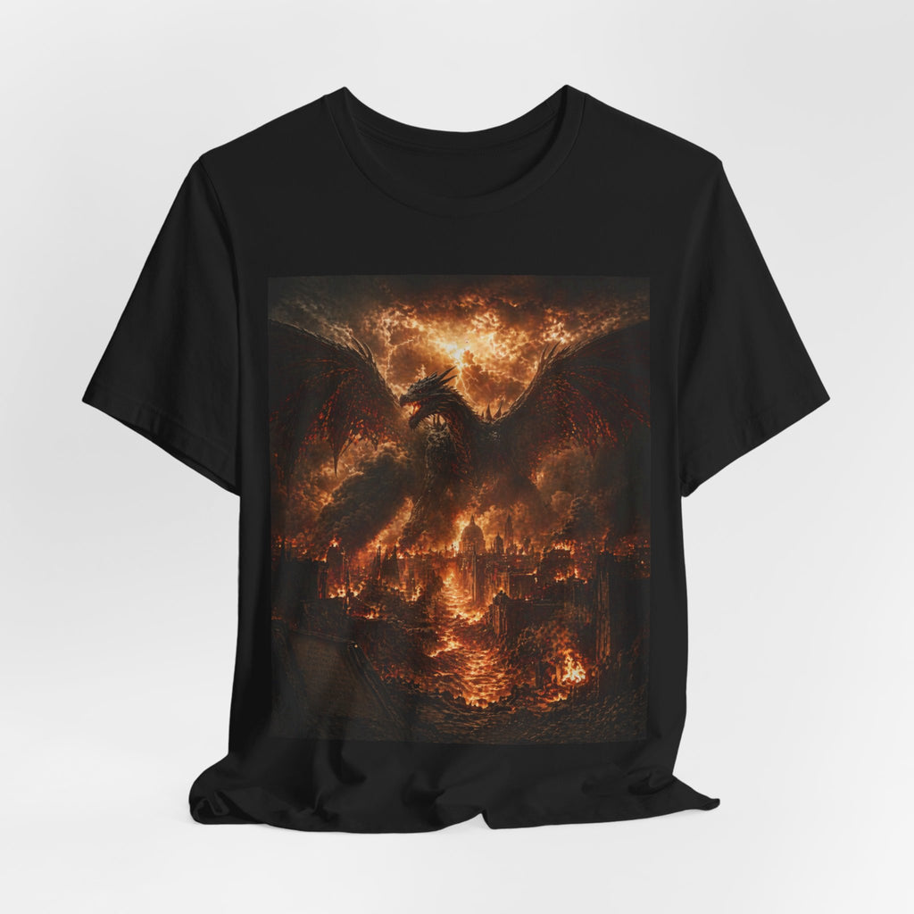 Demonic Dragon Fire End of times Tee — Dark Graphic Shirt of the final battel betten Satan and Miichael the arch angel