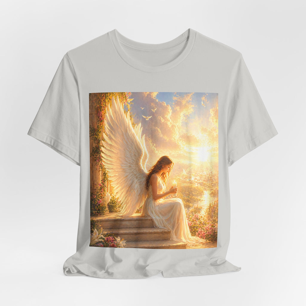 Angel Prayer T‑Shirt — Serene Winged Angel Graphic Tee for Spiritual Gifts & Memorials