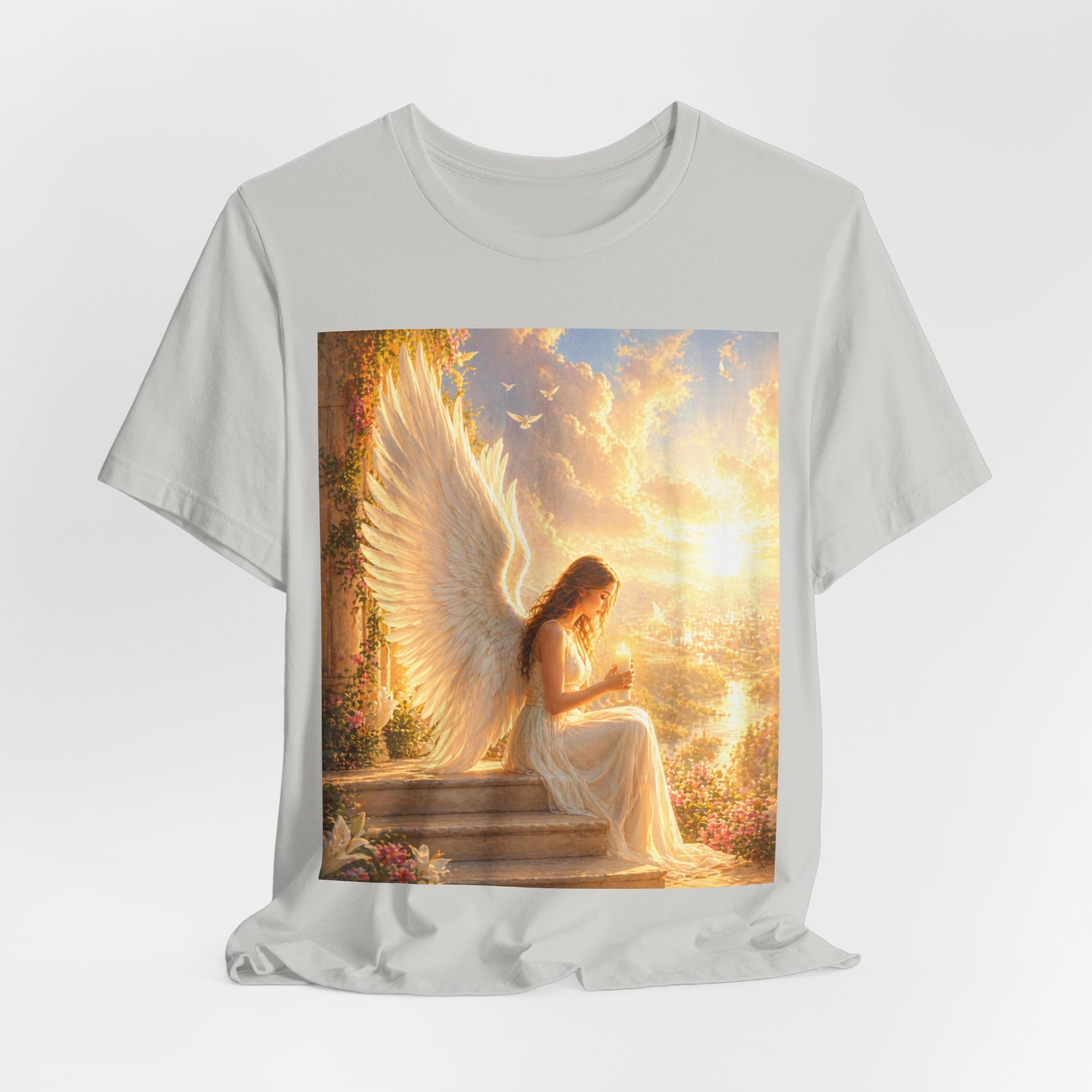Angel Prayer T‑Shirt — Serene Winged Angel Graphic Tee for Spiritual Gifts & Memorials
