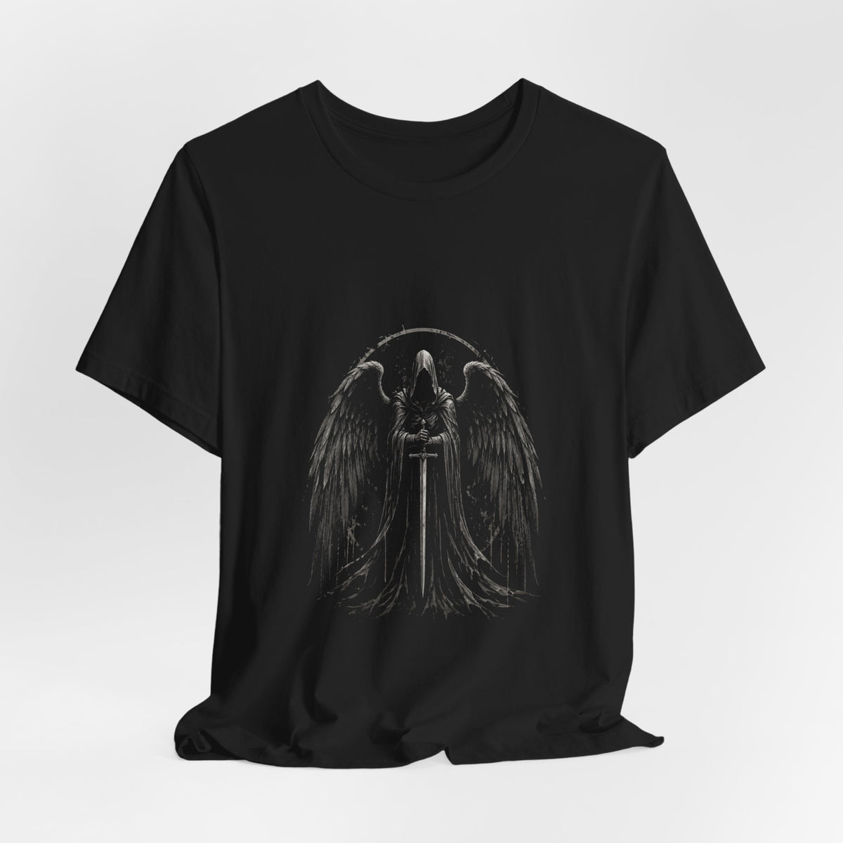 Guaediand Angel Wings Tee — Gothic Guardian Angel Short Sleeve Shirt