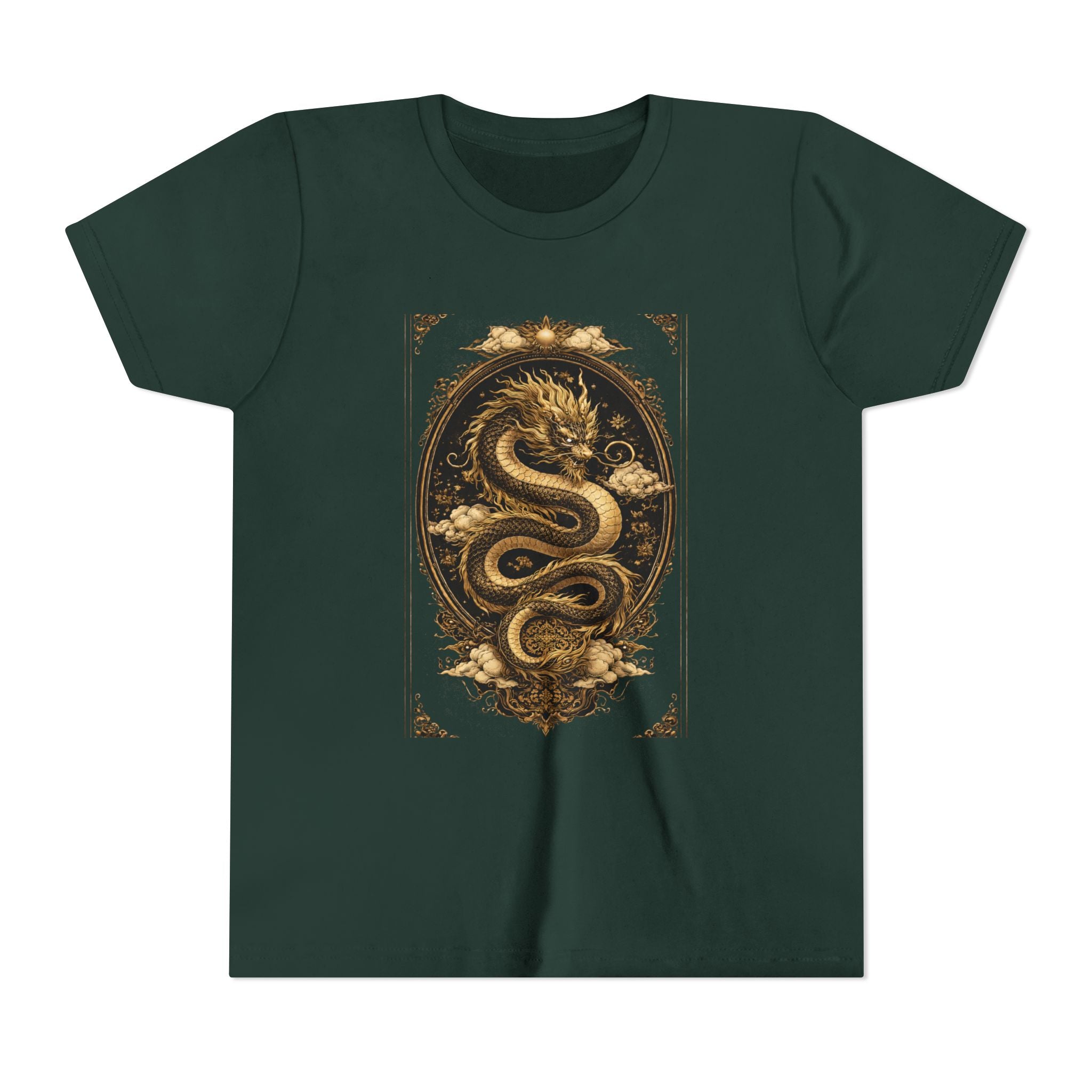 Youth Tee — Gold Dragon Vintage Art Graphic Shirt