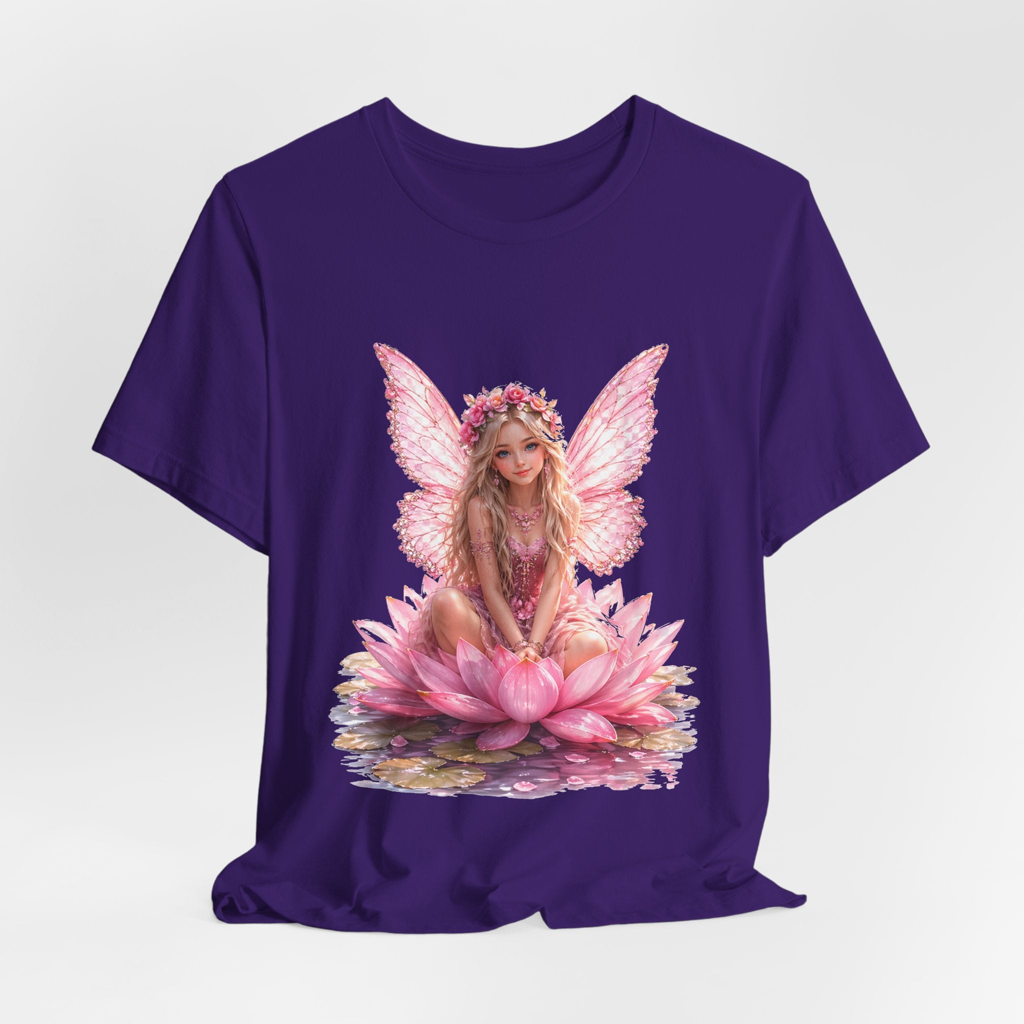 Pink Lotus Fairy T-Shirt — Floral Fairy Sitting on Lotus Graphic Tee