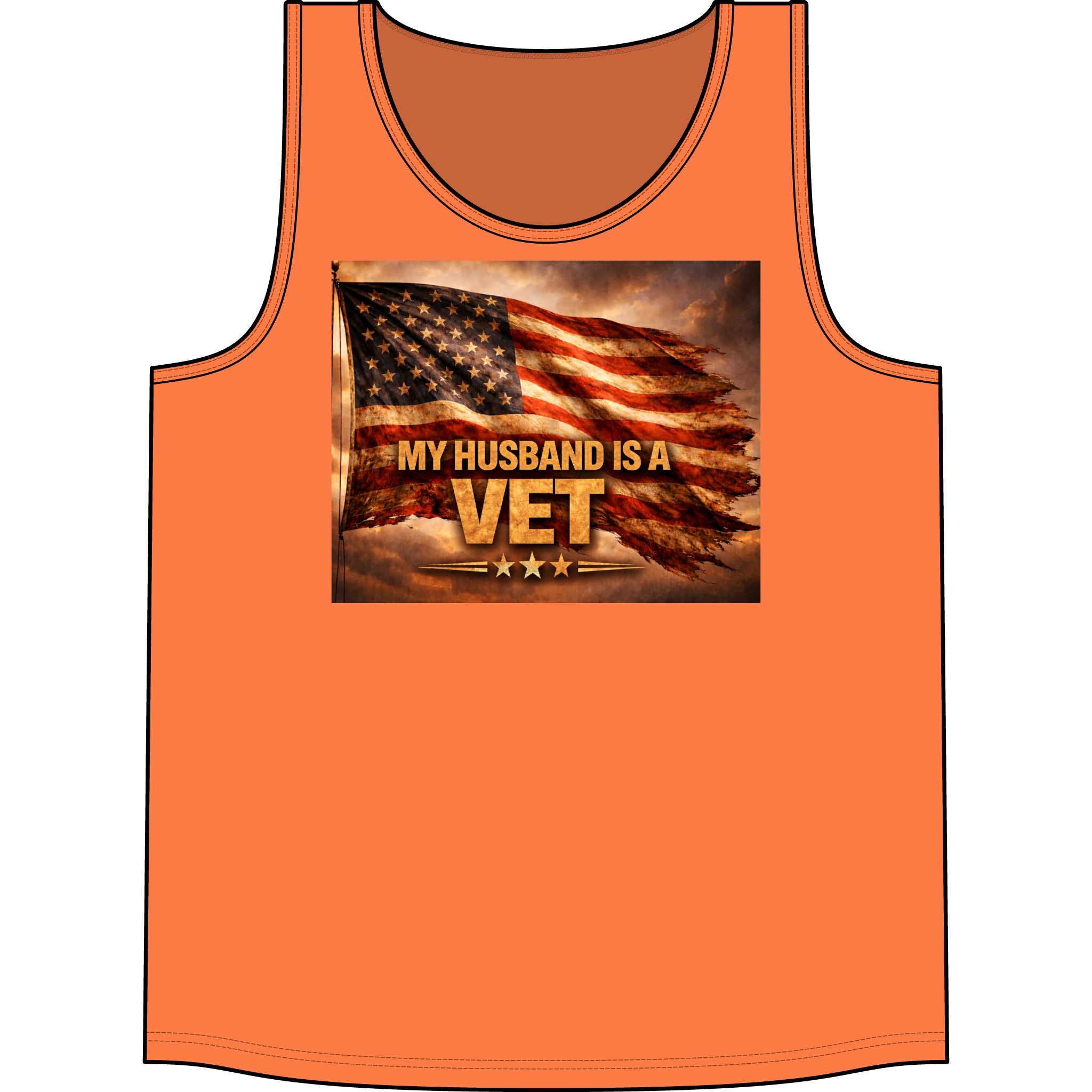 Veteran Pride Tank - "My Husband Is A Vet" American Flag Muscle Tank