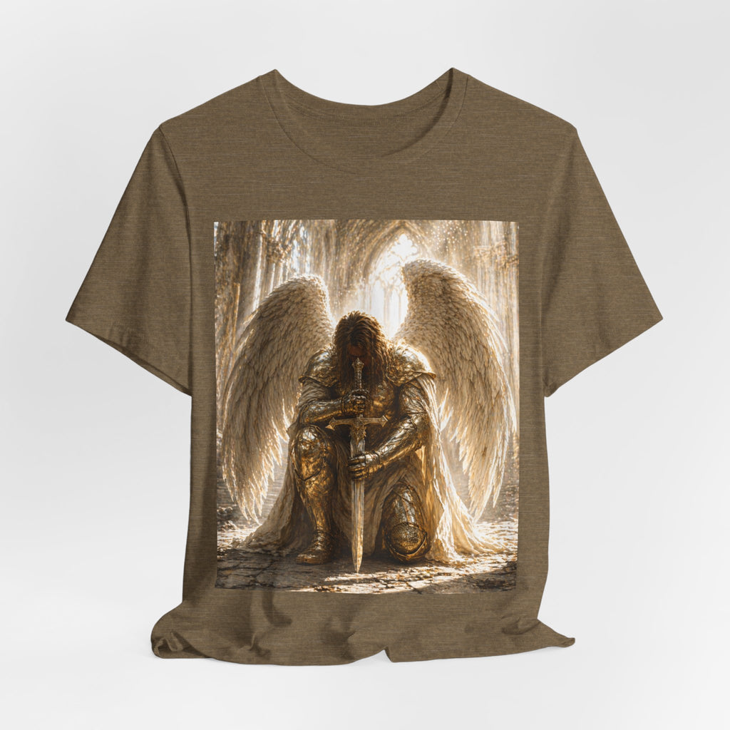 Guardian Angel Graphic Tee — Praying Winged Warrior T-Shirt