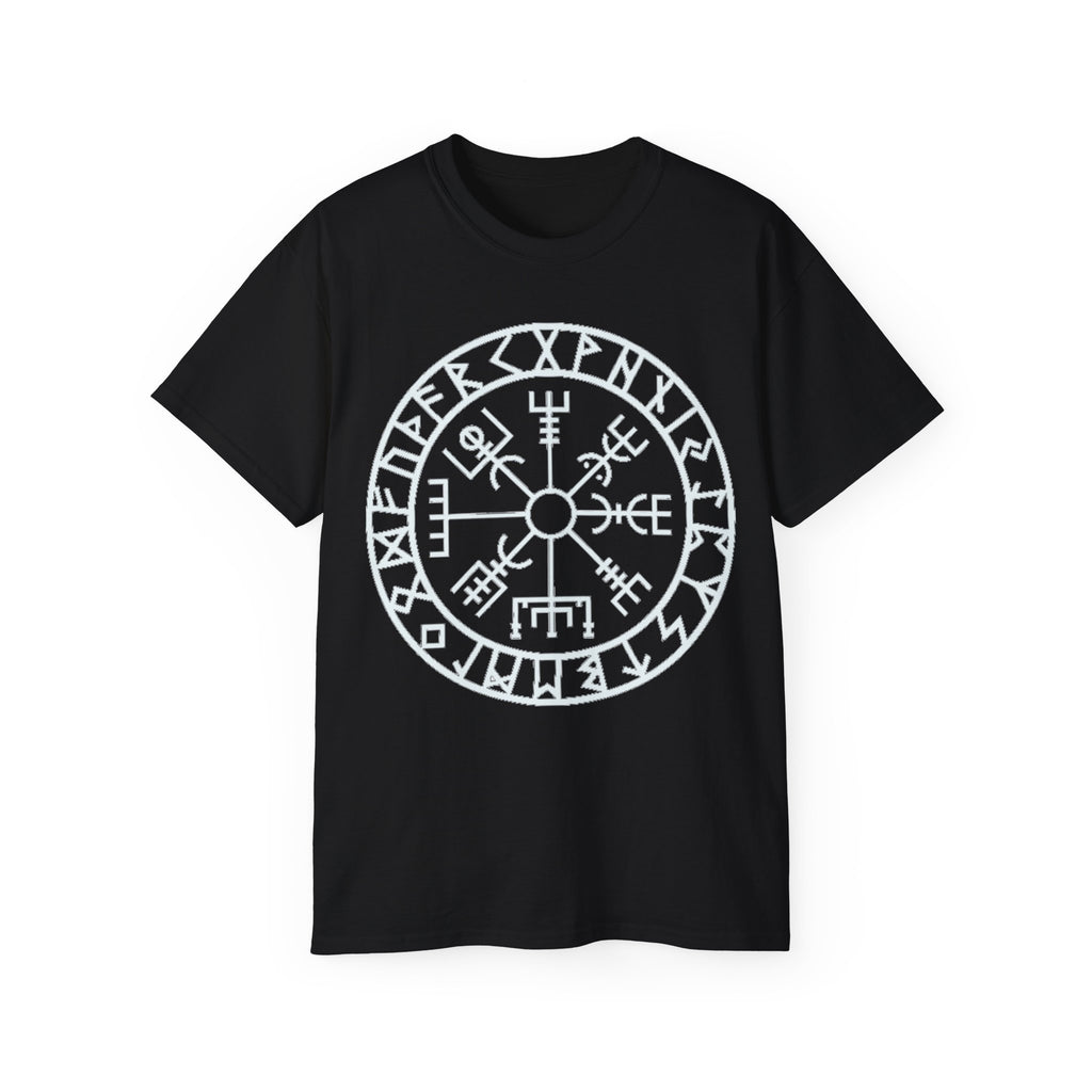 Vegvisir Viking Compass Cotton T-Shirt — Norse Rune Protection Tee