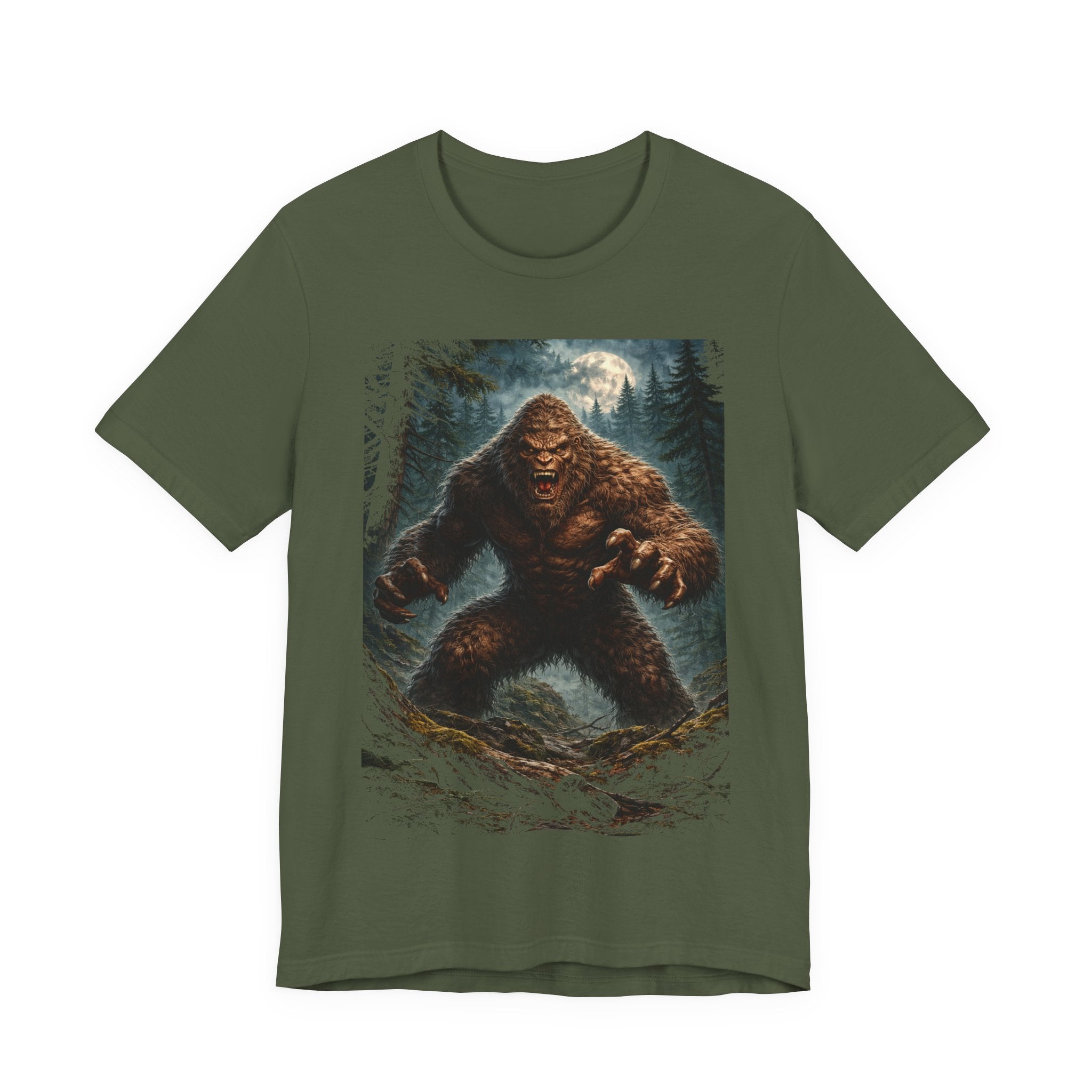 Bigfoot Monster Graphic T-Shirt — Sasquatch Forest Night Tee