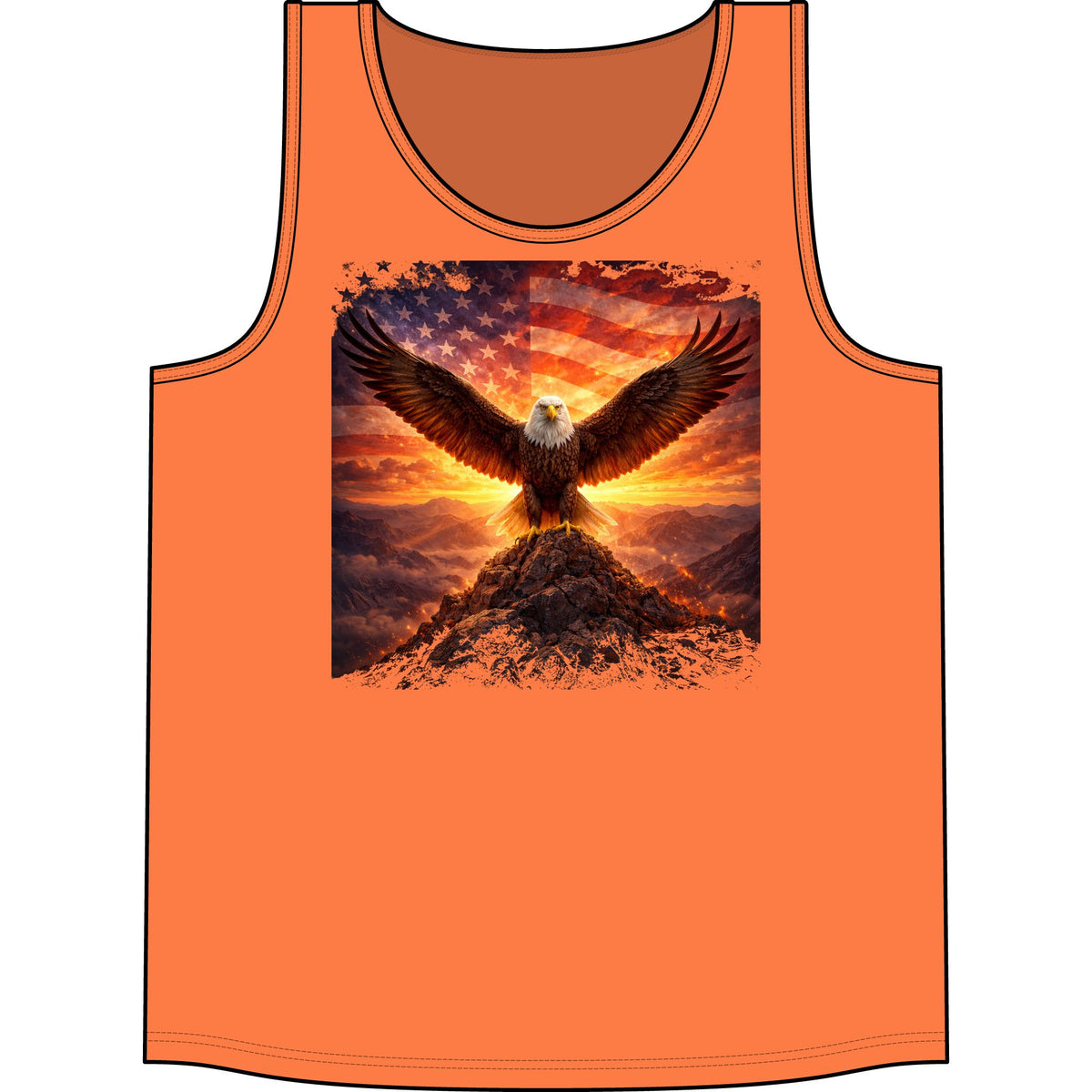 Patriotic Eagle Tank Top — American Flag Bald Eagle Sunset Graphic