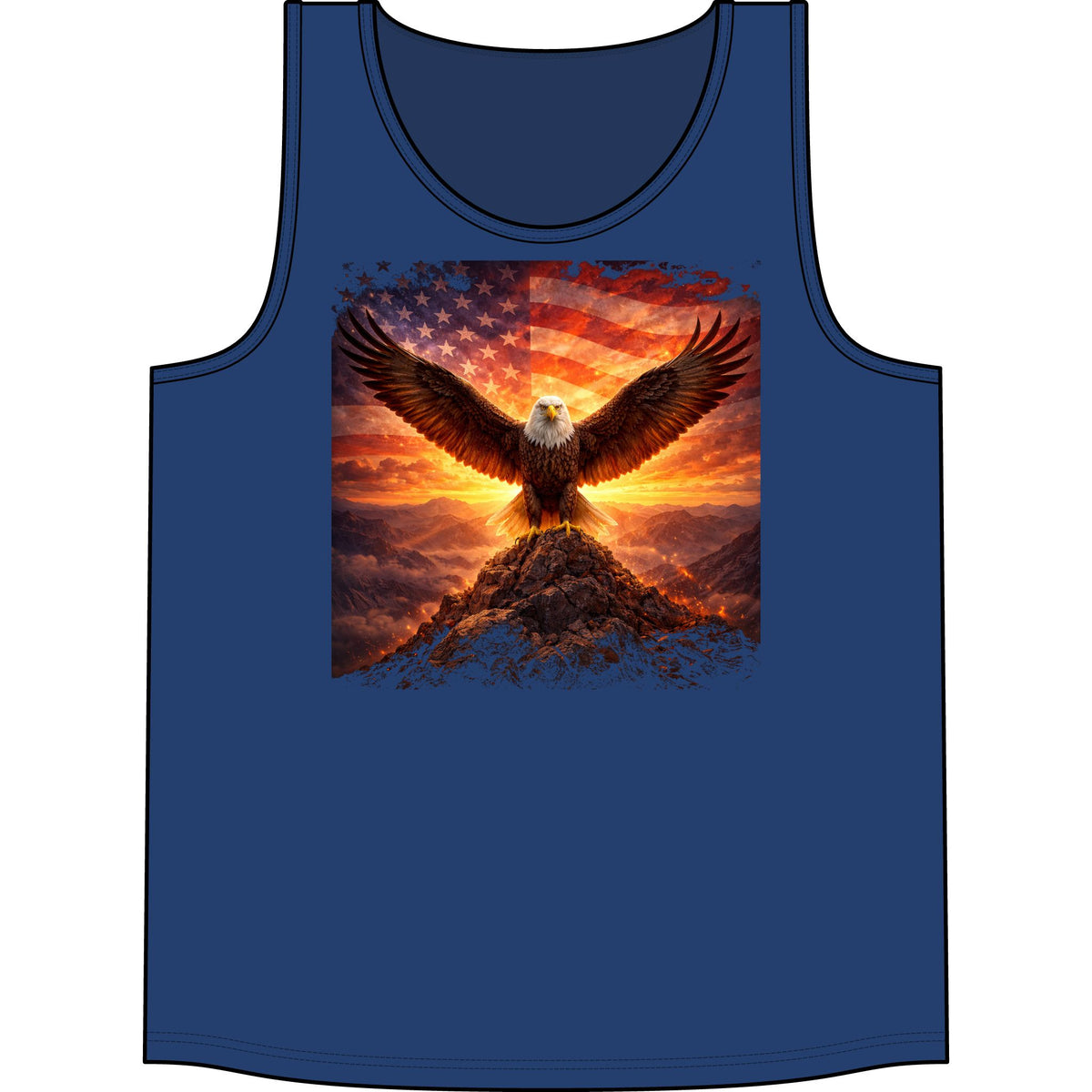 Patriotic Eagle Tank Top — American Flag Bald Eagle Sunset Graphic