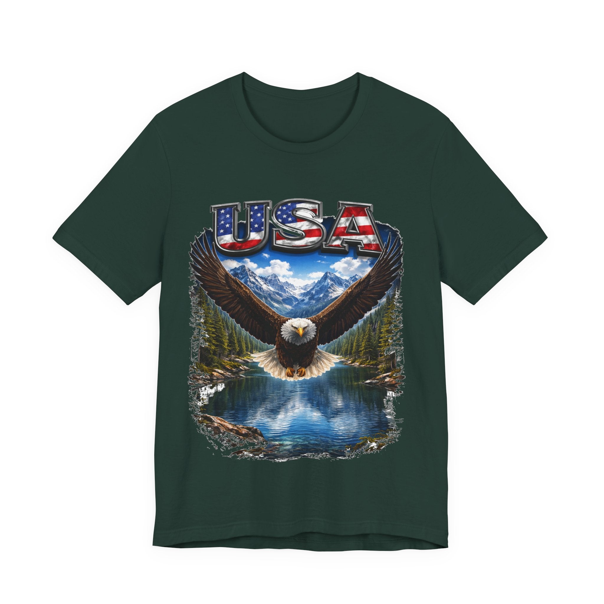 USA Eagle T-Shirt - Patriotic Bald Eagle Scenic Graphic Tee
