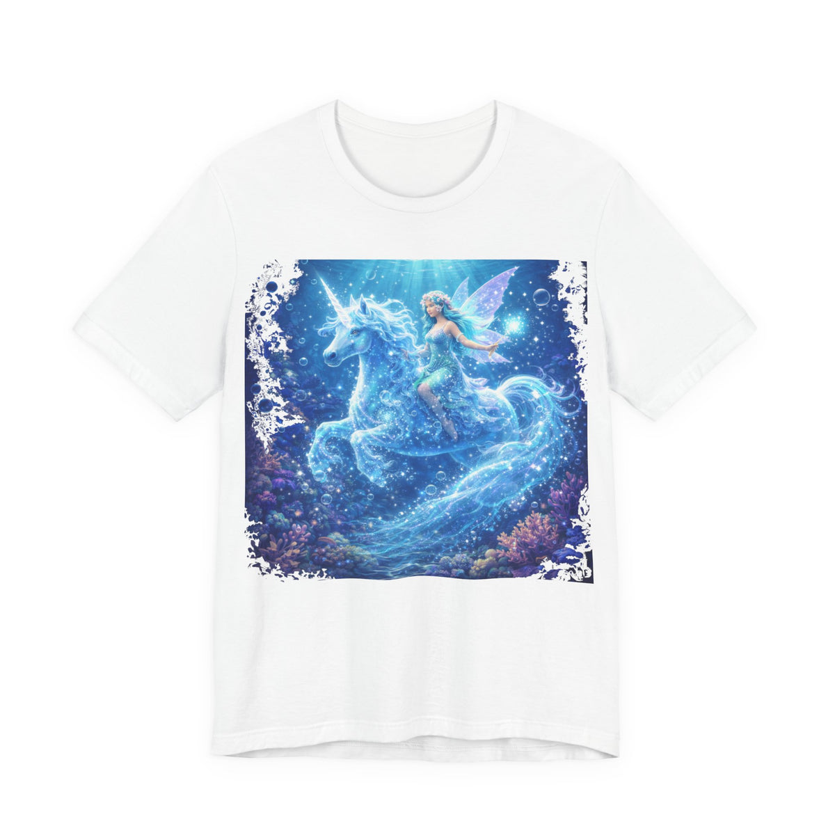 Mystical Blue Unicorn & Fairy Tee — Fantasy Magic Horse T-Shirt