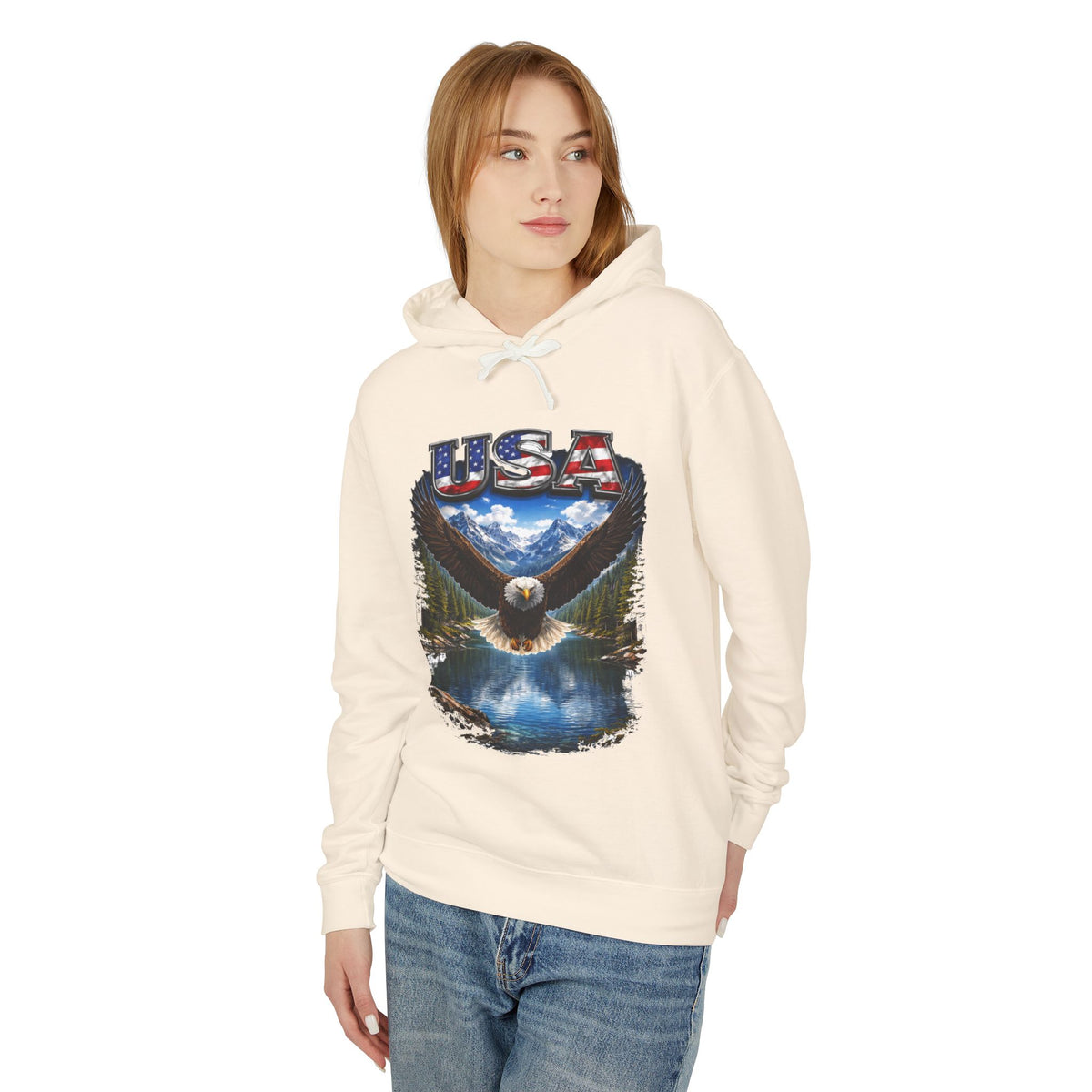 USA Eagle Hoodie — Patriotic Bald Eagle Graphic Hooded Sweatshirt