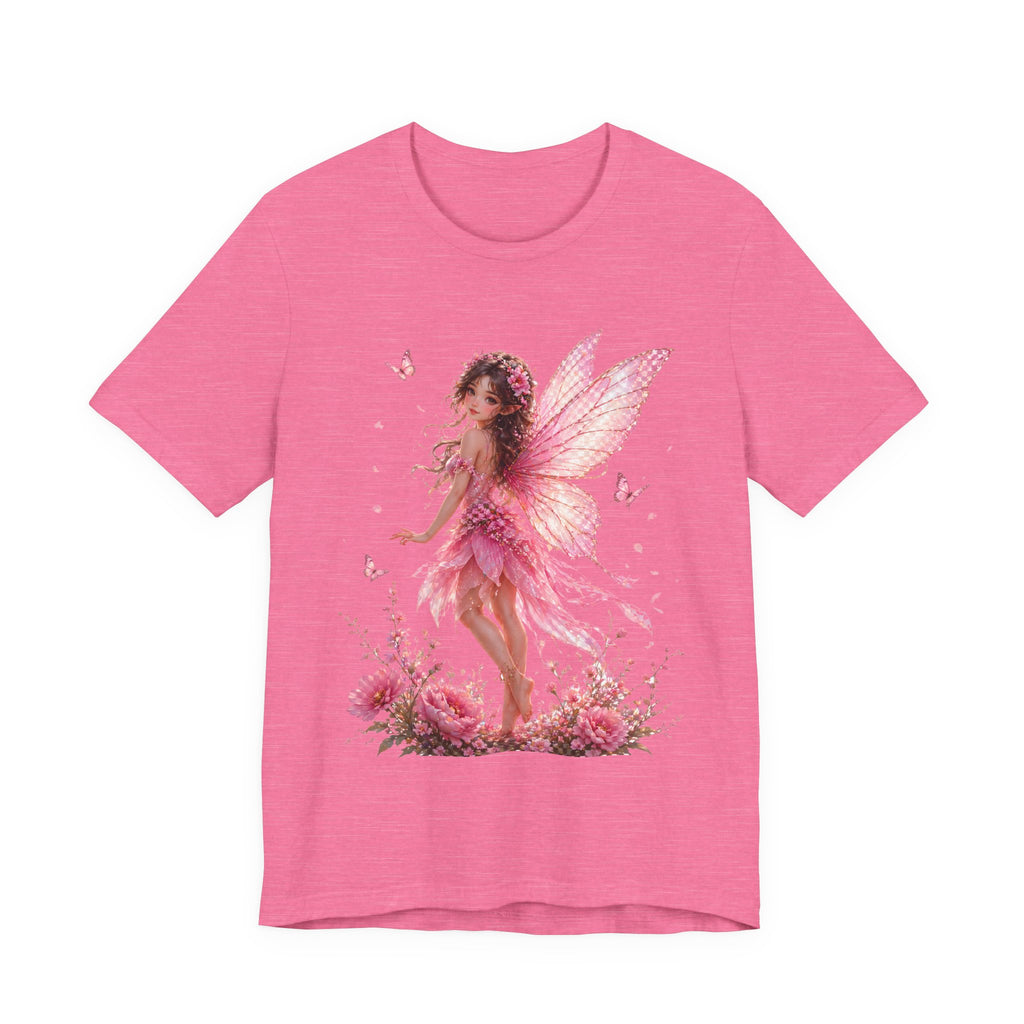 Fairy Wings T‑Shirt — Pink Floral Fantasy Fairy Tee for Women & Girls