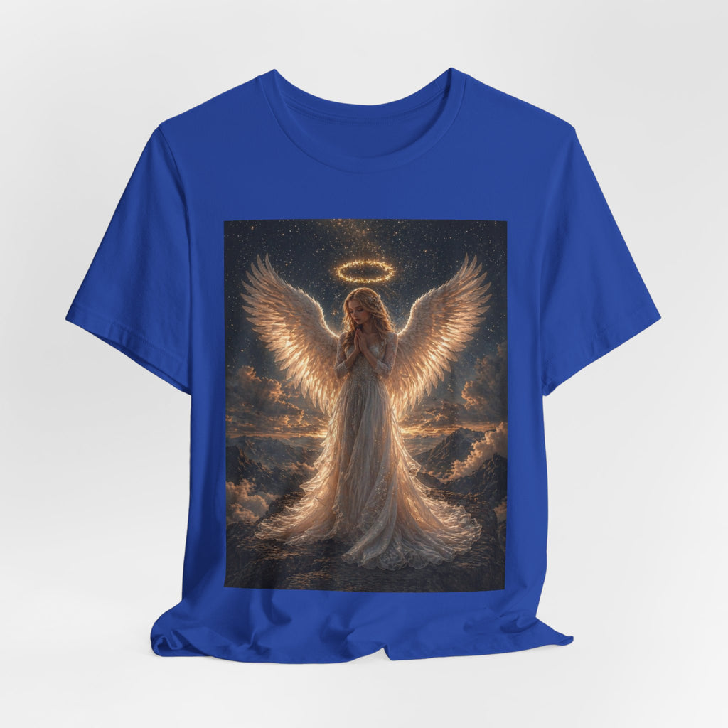 Angel Wings Graphic Tee — Glowing Halo Spiritual T-Shirt
