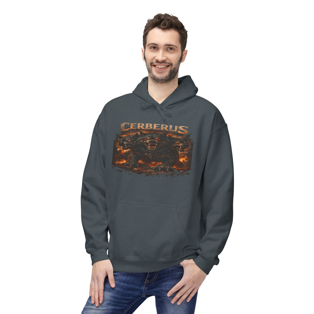 Gerberus Mythic Dog Hoodie — Fiery Cerberus Graphic Sweatshirt