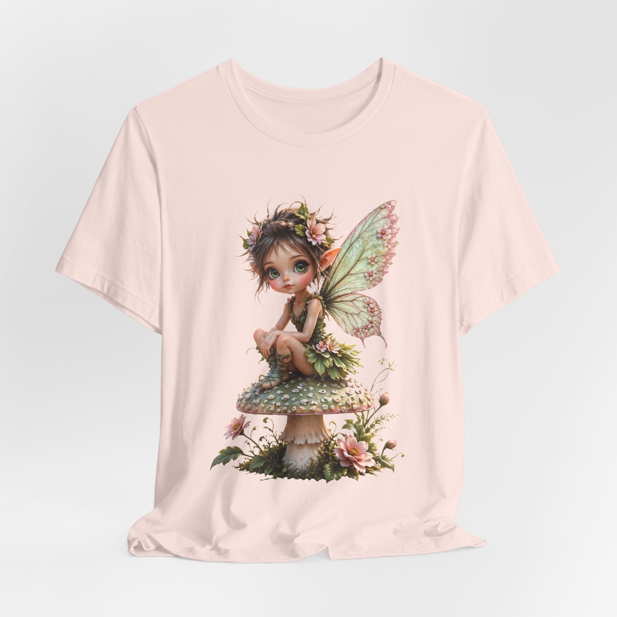 Fairy Mushroom Tee — Cute Woodland Fairy Sitting on Toadstool Graphic T-Shirt