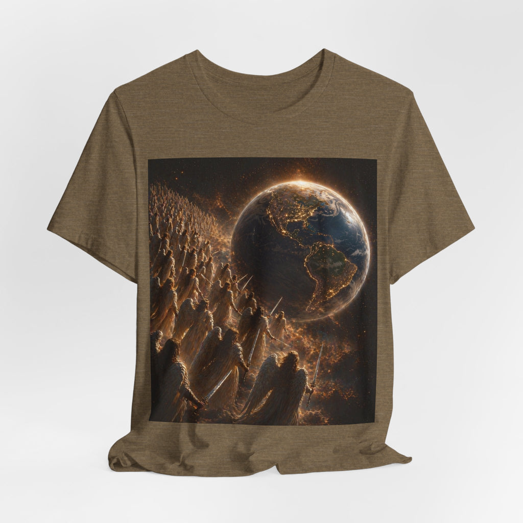 Earth Rise Graphic Tee — Glowing Planet & Mountainscape T-Shirt