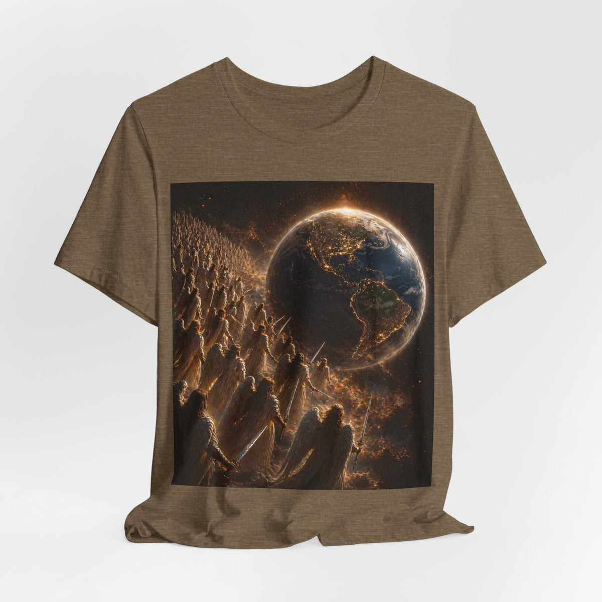 Earth Rise Graphic Tee — Glowing Planet & Mountainscape T-Shirt