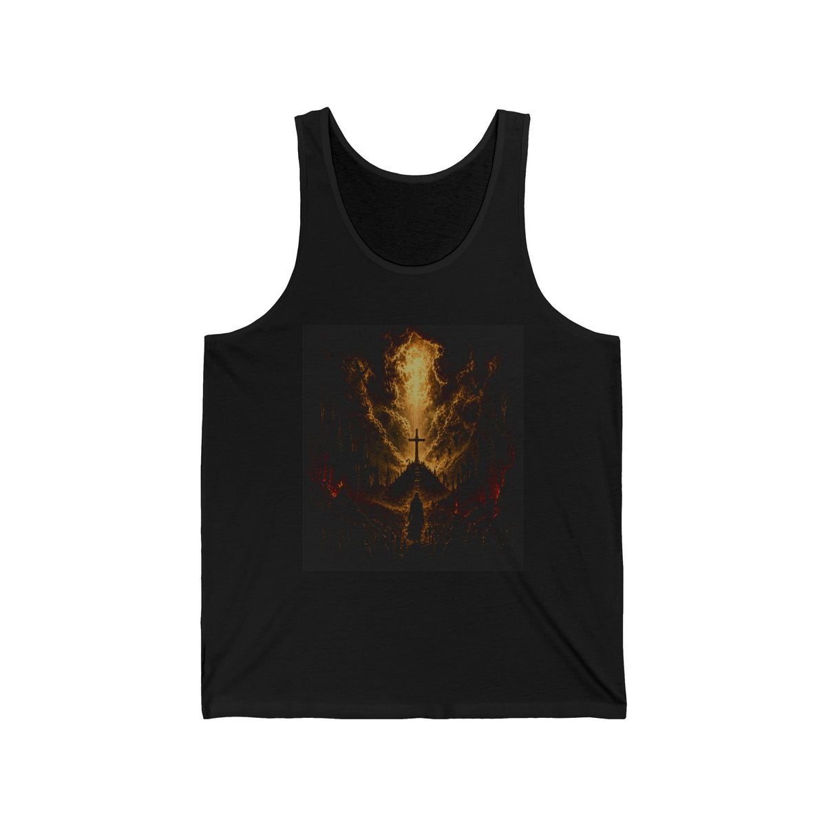 Flaming Cross Tank Top — Gothic Fire Cross Graphic Tank