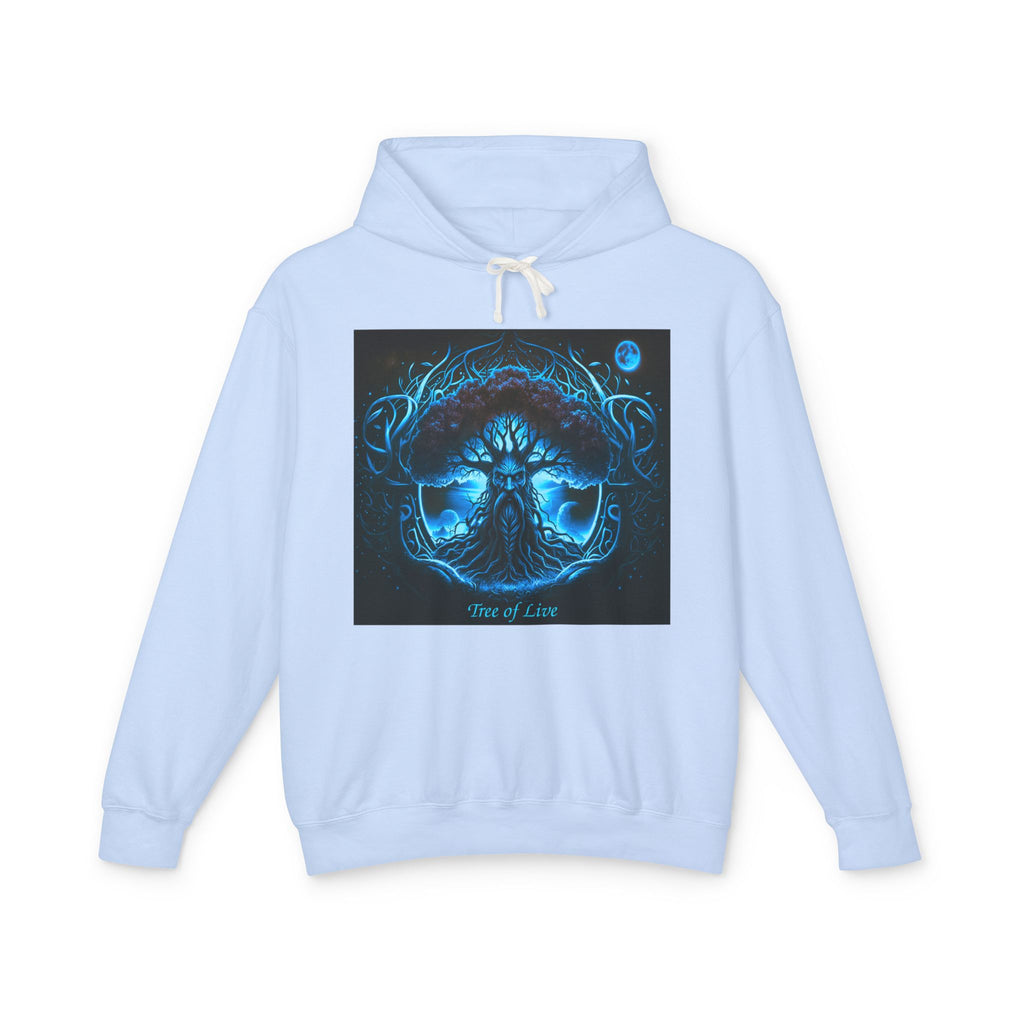 Yggdrasil, thYggdrasil- Viking symbols/Norse symbols but an important element of the Norse faith itself.---Tree of Life Hoodie — Blue Mystical Nature Graphic Hooded Sweatshirt