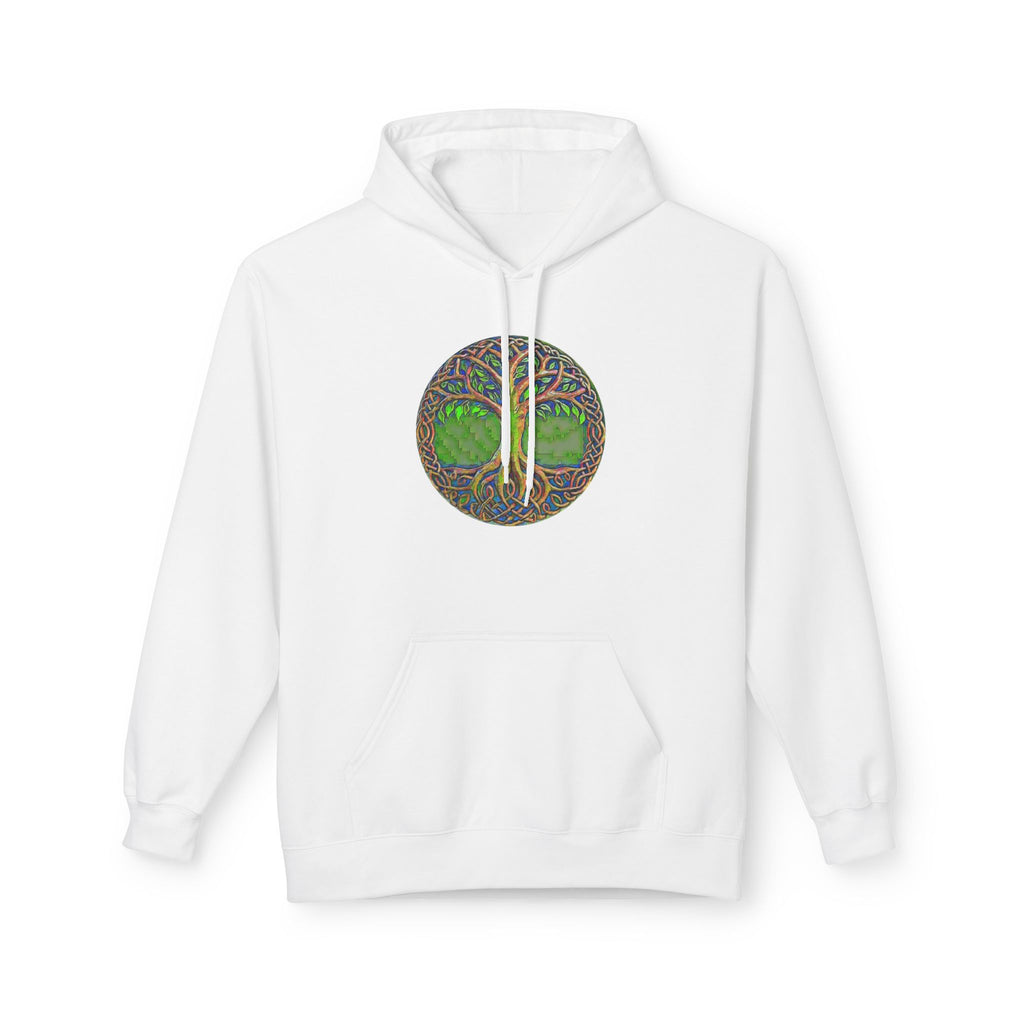 Yggdrasil Tree of Life Cotton Hoodie — Nature-Inspired Green Woodland Graphic