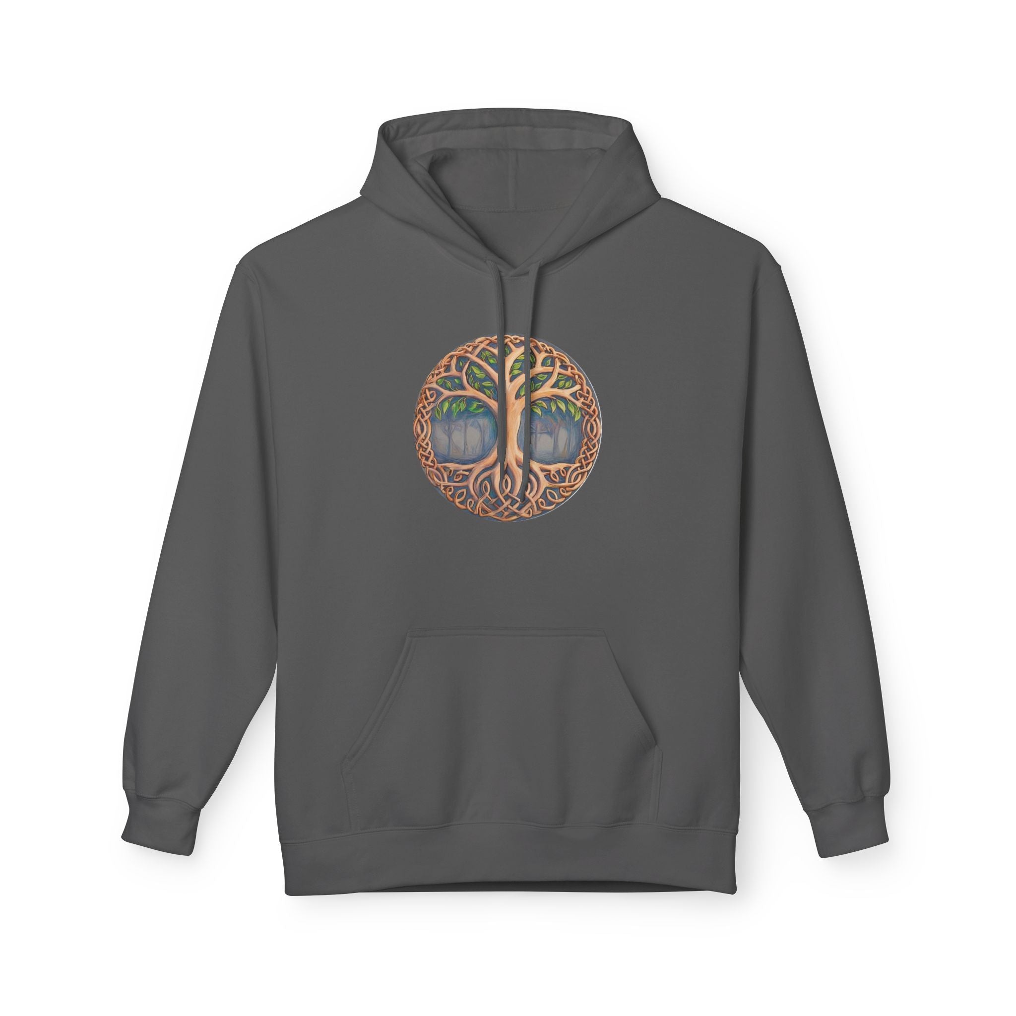 Yggdrasil Tree of Life Cotton Hoodie — Botanical Circle Art Sweatshirt