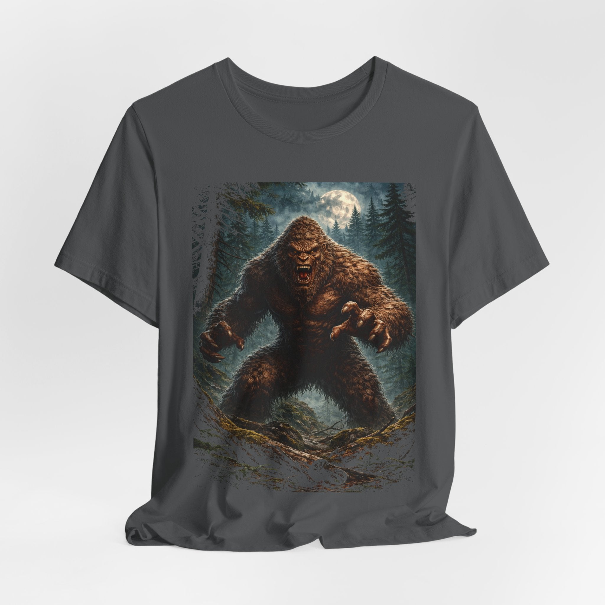 Bigfoot Monster Graphic T-Shirt — Sasquatch Forest Night Tee