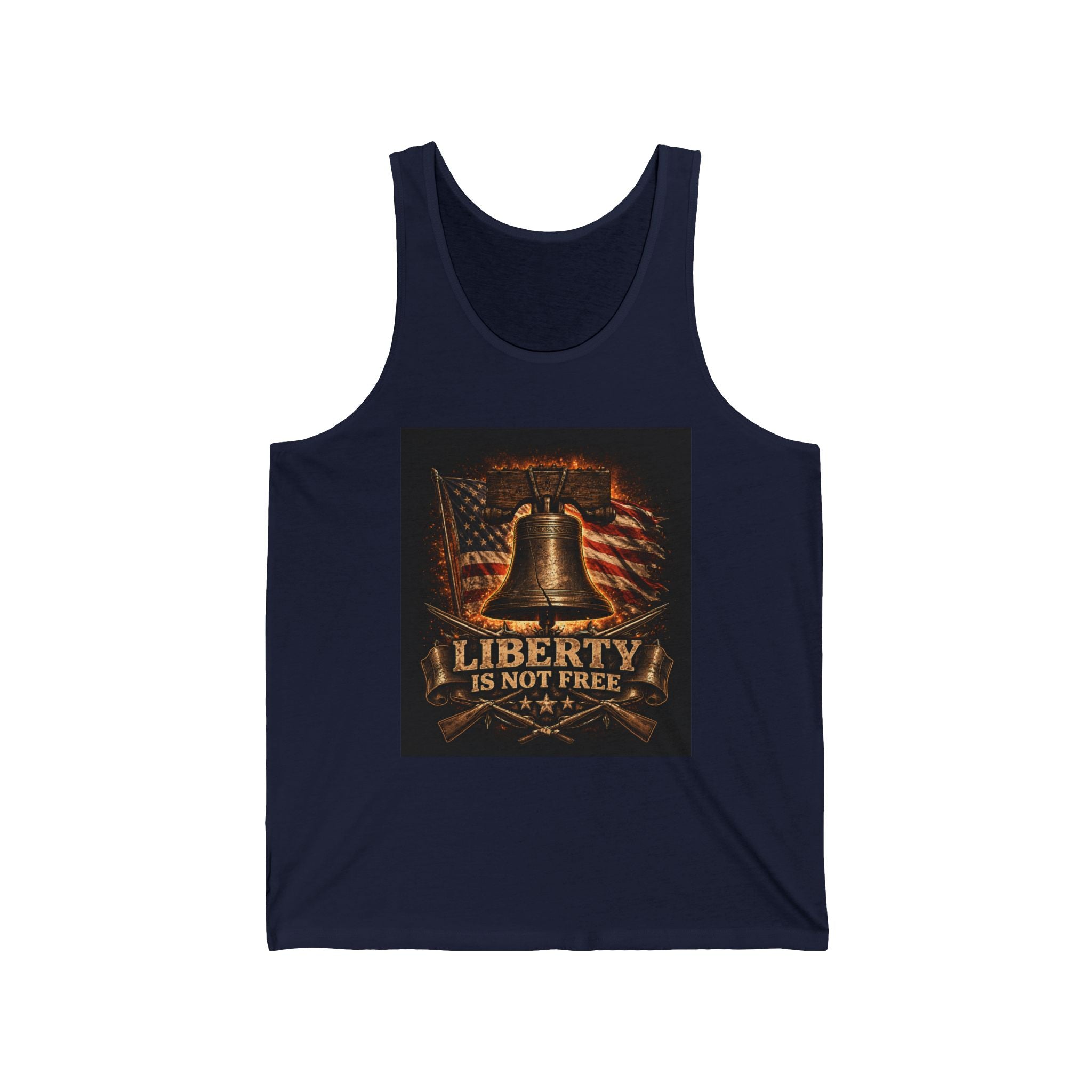 Liberty Is Not Free Tank Top — Patriotic American Flag & Bell Memorial Vest