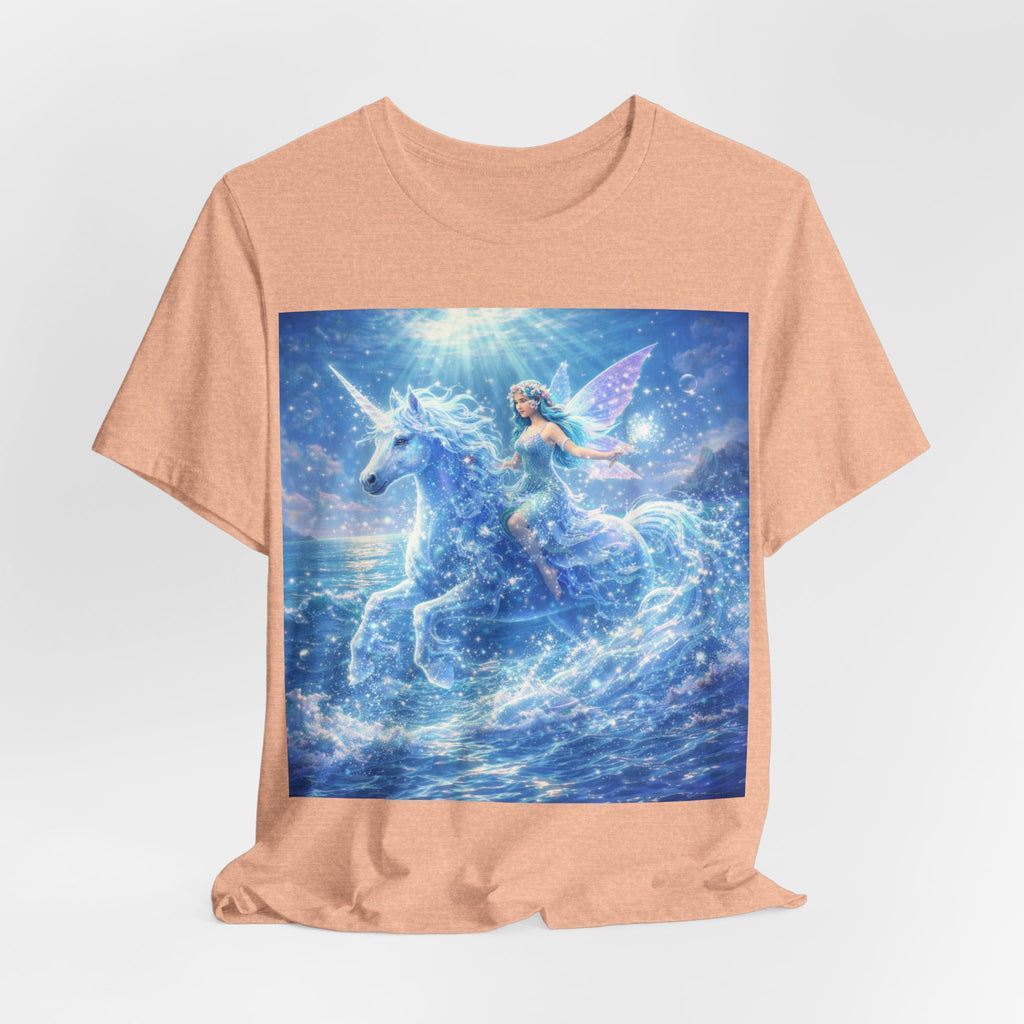 Mystic Sea Unicorn Tee — Fairy Riding Pegasus Surfing Ocean Graphic T-Shirt
