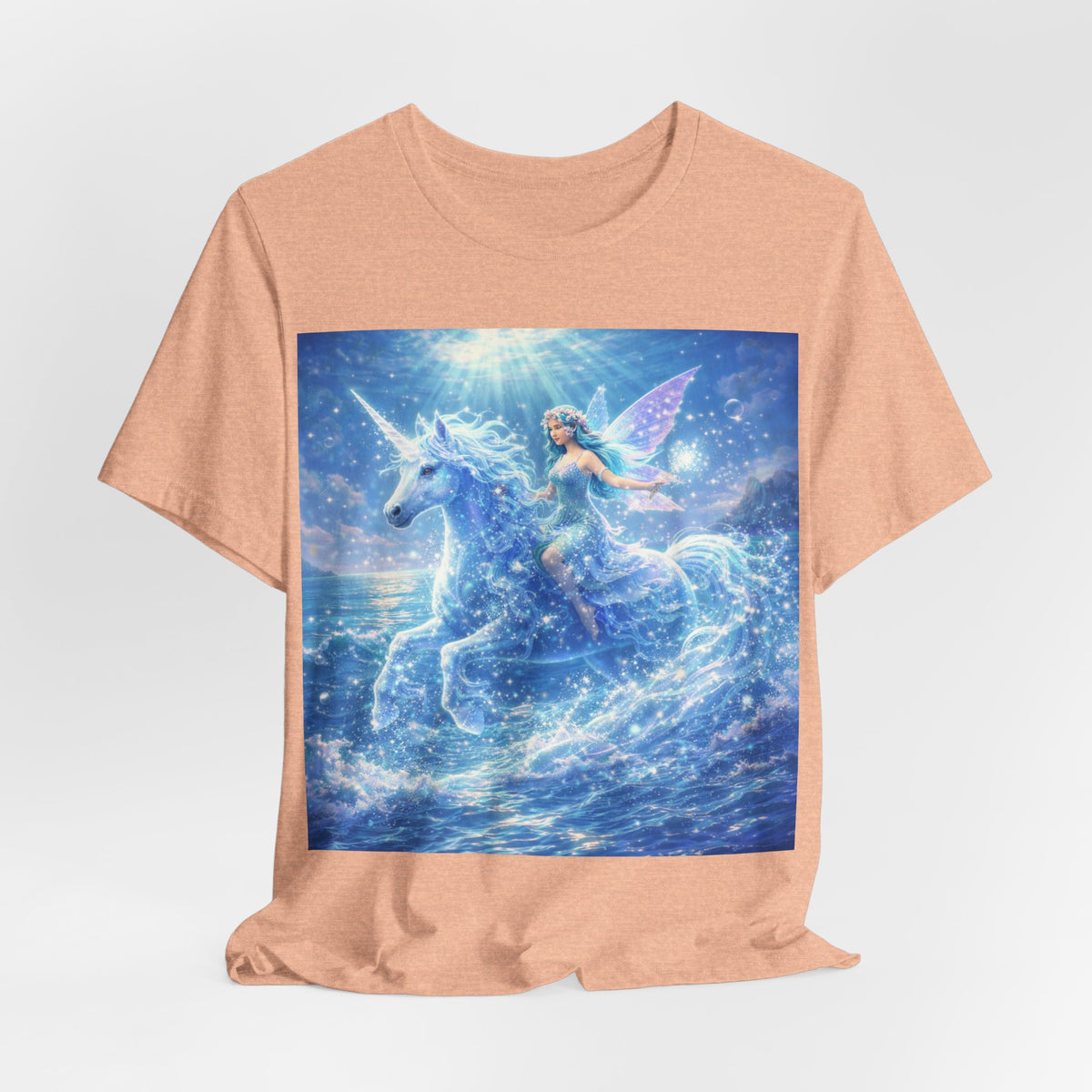 Mystic Sea Unicorn Tee — Fairy Riding Pegasus Surfing Ocean Graphic T-Shirt
