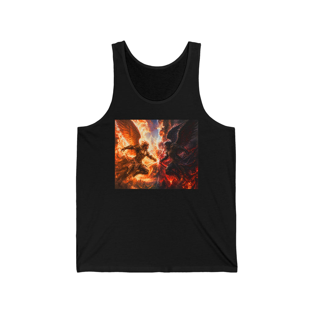 Angel vs Demon Battle Tank Top — Fiery Fantasy Graphic Muscle Tee