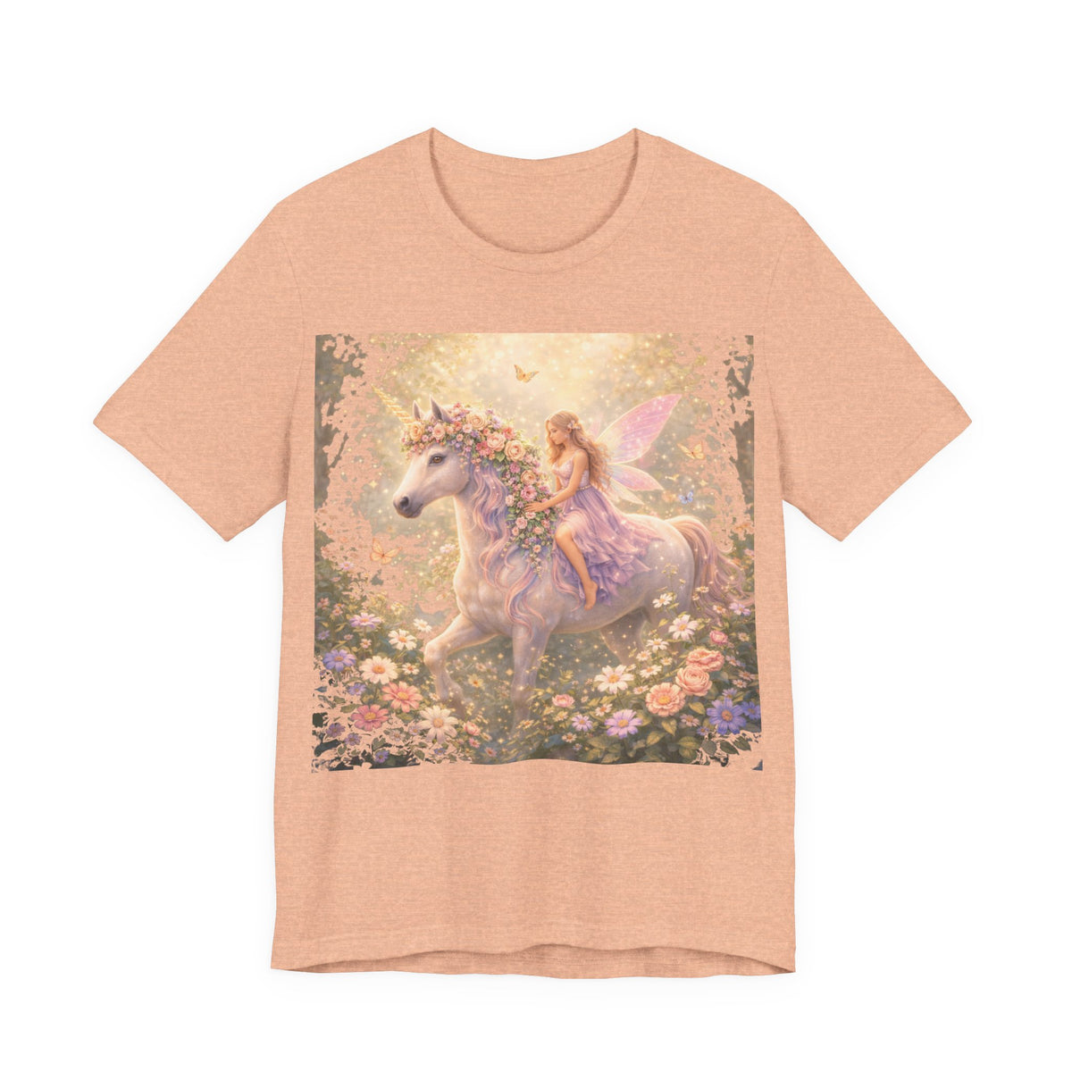 Fairy and Unicorn Tee — Whimsical Garden Fantasy T-Shirt