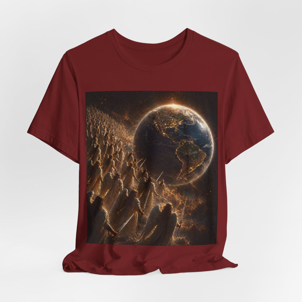 Earth Rise Graphic Tee — Glowing Planet & Mountainscape T-Shirt