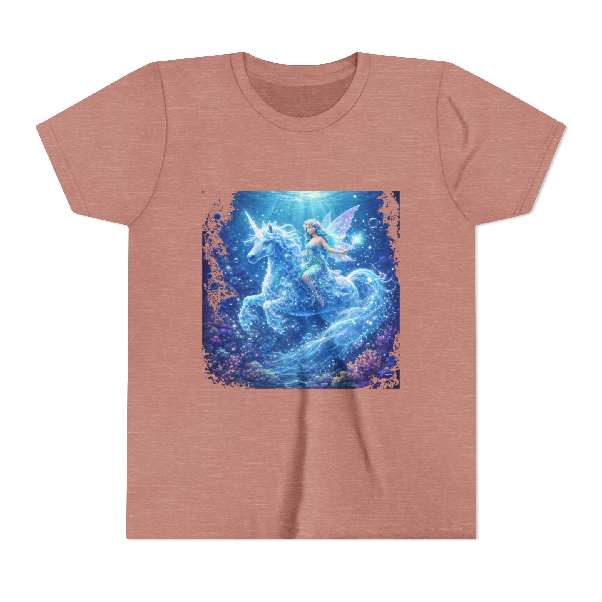 Magical Blue Unicorn & Fairy Youth T-Shirt – Enchanted Fantasy Tee for Kids