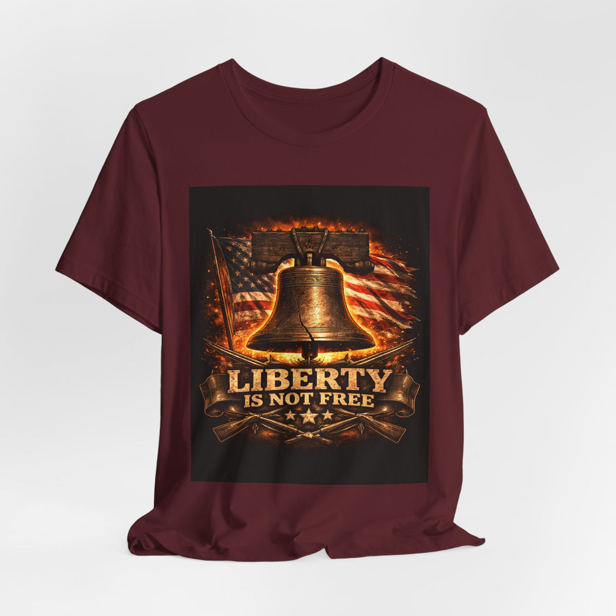 Liberty Is Not Free T-Shirt — Patriotic American Flag & Bell Tee